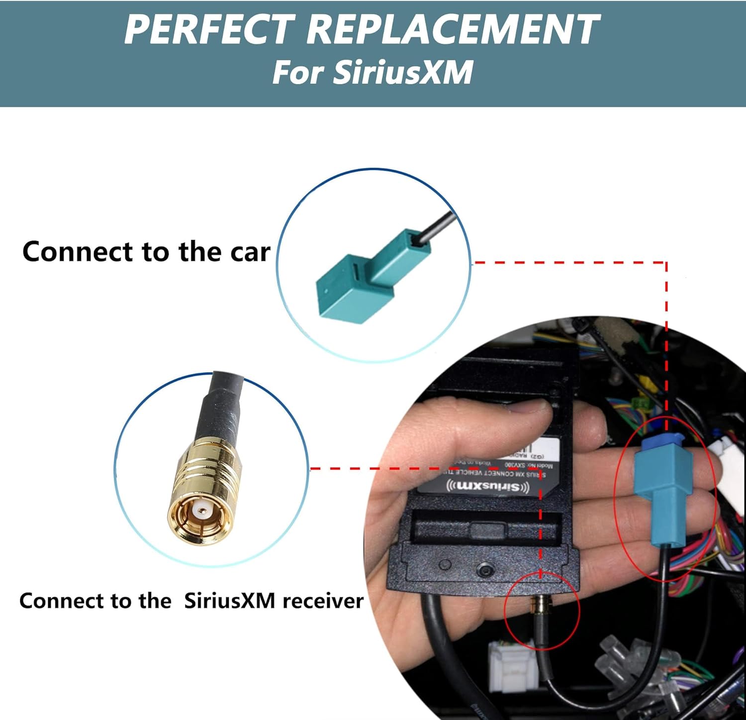 Antena satelital de fábrica de automóviles Antena XM Adaptadores de antena GPS Cable conector para Toyota 2012-2021 al mercado de accesorios Radio