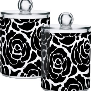 xigua Paquete de 2 tarros vintage de boticario con tapa de rosa negra negra con tapa, recipientes de plástico transparente de 10 onzas para xigua Paquete de 2 tarros vintage de boticario con tapa de rosa negra negra con tapa, recipientes de plástico transparente de 10 onzas para