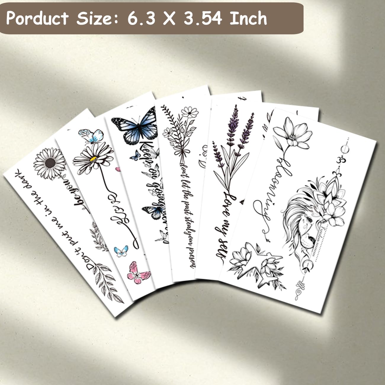 CHARLNET – Tatuajes temporales con palabras de flores para mujeres y niñas, de larga duración, impermeables, realistas, sexys, tatuajes temporales
