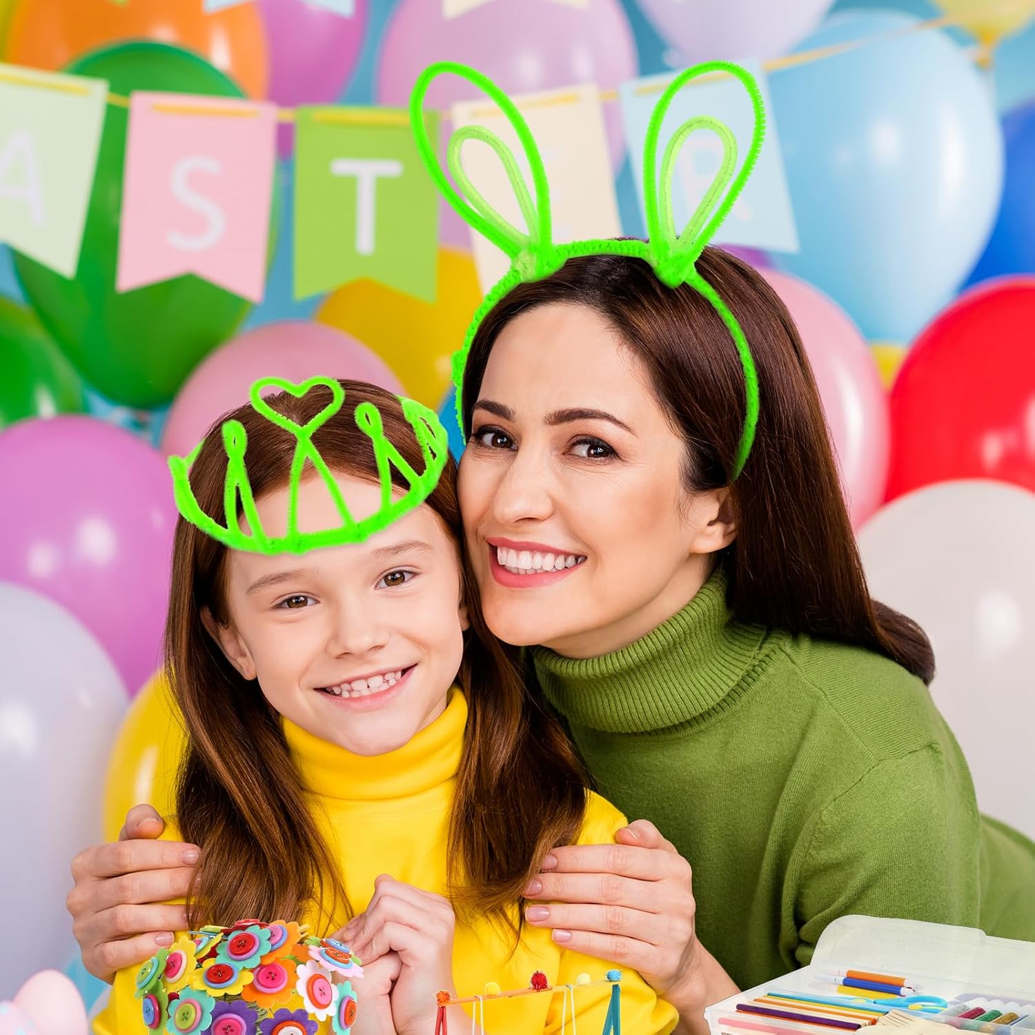 Caydo 200 piezas de limpiapipas de color verde fluorescente para manualidades, tallos de felpilla flexibles para niños, proyectos de manualidades y