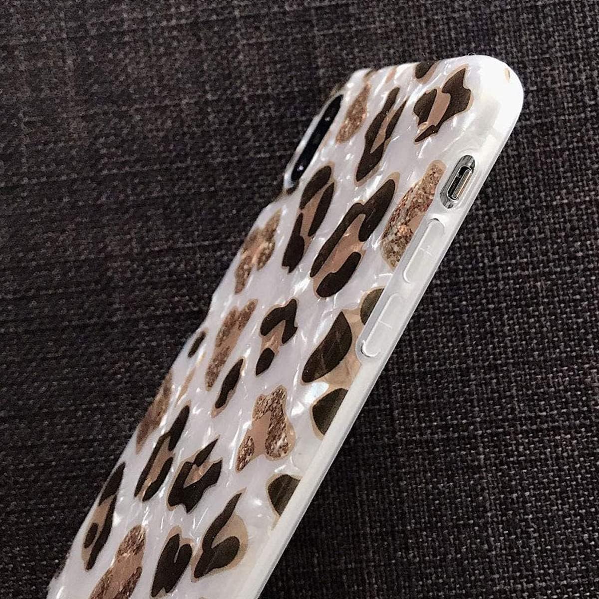 J.west Funda compatible con iPhone 13 Pro Max de 6.7 pulgadas, con purpurina dorada y estampado de leopardo, diseño de guepardo, translúcido,