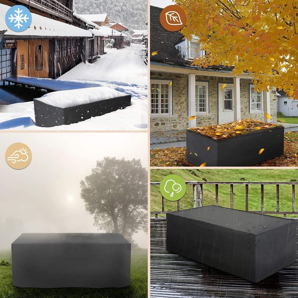 Fundas para muebles de patio, impermeables, para exteriores, tela Oxford 600D, fundas de sofá rectangulares, resistentes a la intemperie, para