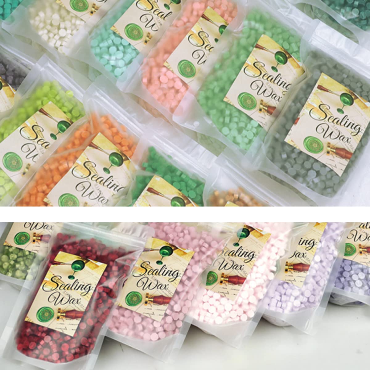 Cuentas de cera de sellado, 17.64 oz, cuentas de sellado de cera verde pino, 1500 cuentas de sello de cera para sello de cera, ideal para adornar