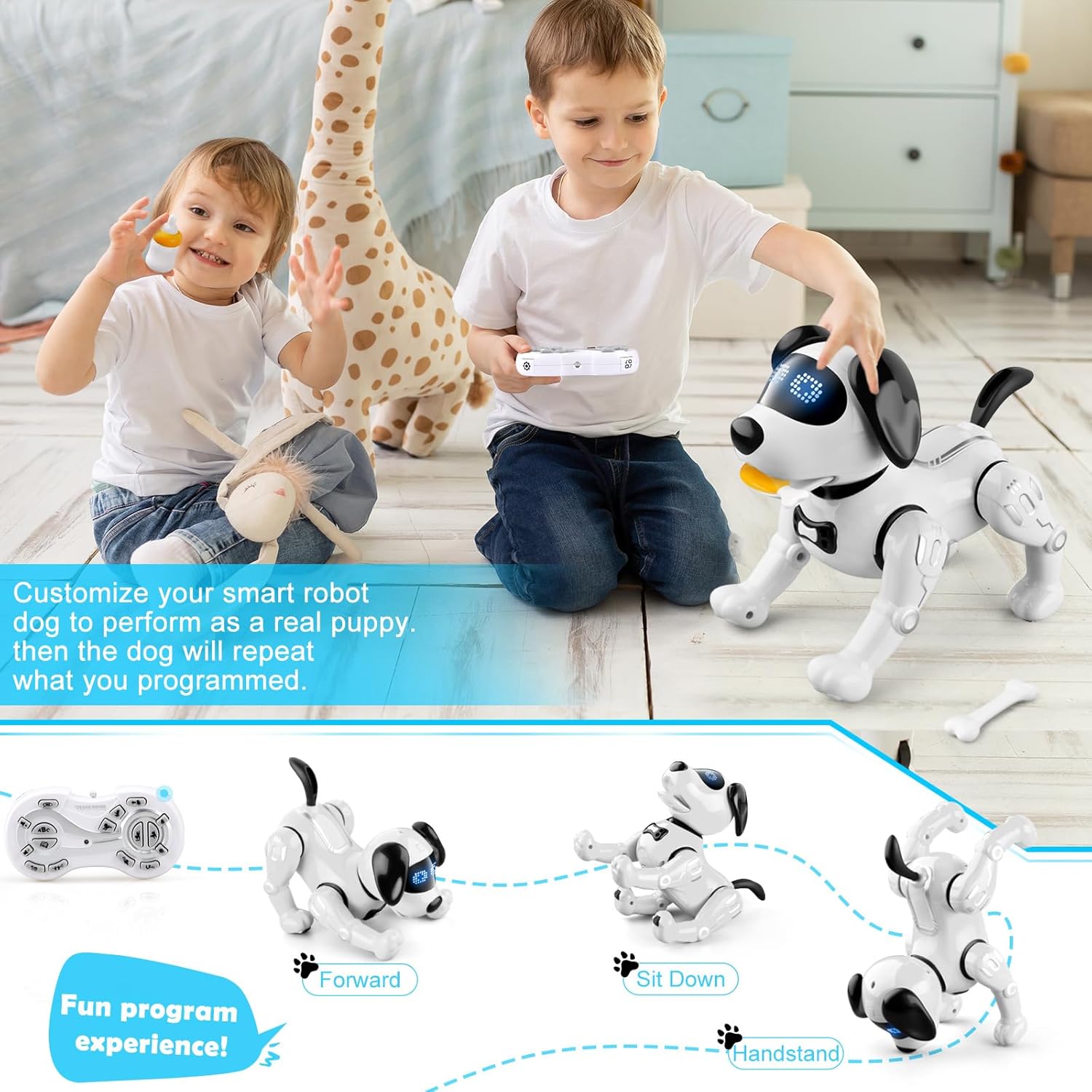 Beria Juguetes para perros a control remoto para niños de 8, 9, 10, 11, 12, perros robot que actúan como perros de verdad, juguetes robot para niños
