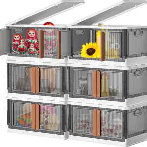 AJP Distributors Paquete de 6 contenedores de almacenamiento apilables de 19 galones con tapas, bolsas plegables de plástico, contenedores de AJP Distributors Paquete de 6 contenedores de almacenamiento apilables de 19 galones con tapas, bolsas plegables de plástico, contenedores de