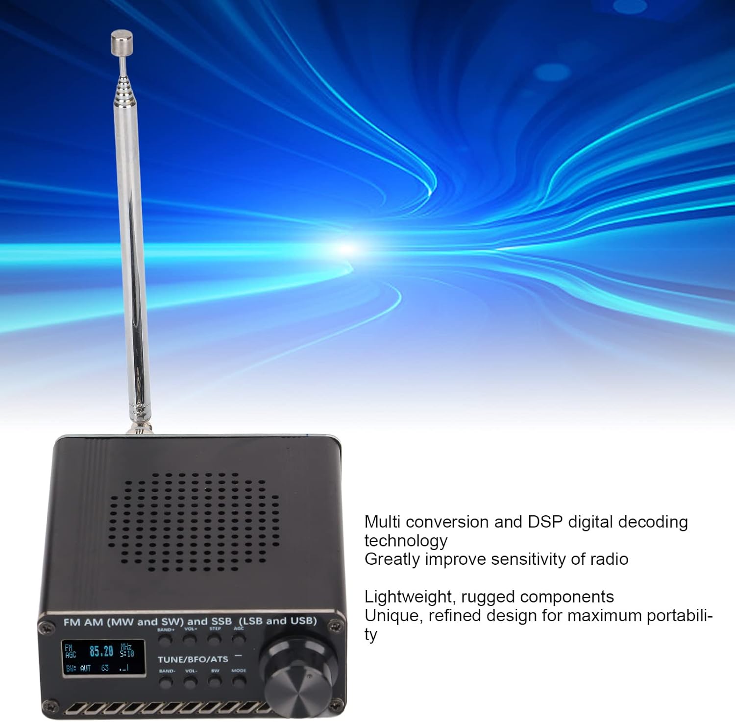 Receptor de radio portátil Escáner de banda completa FM AM (MW SW) SSB (LSB USB) Grabador de mano Si4732, todo en uno receptor de radio escáner y