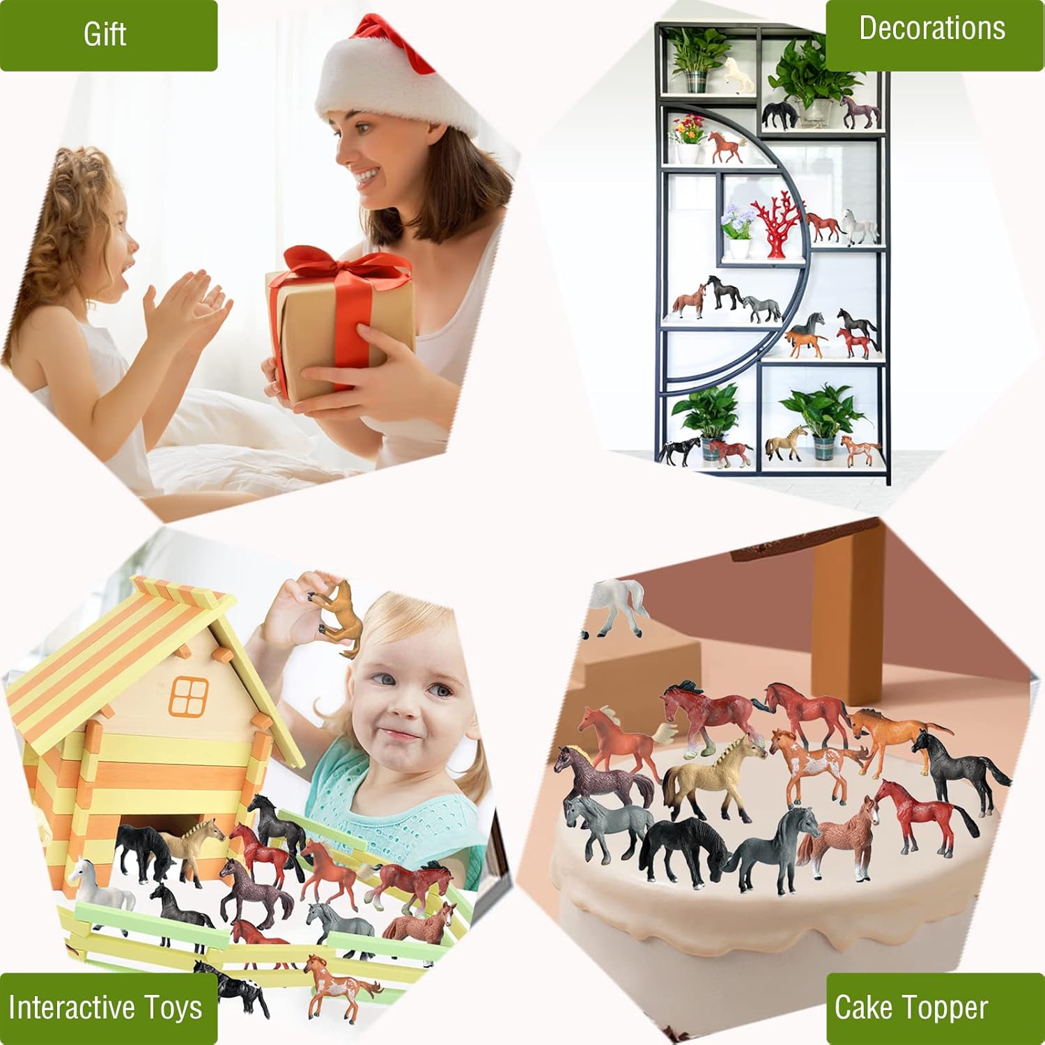 RCOMG 18 piezas de juguetes de caballo para niñas y niños, figuras de caballo de caballo de caballo miniatura de plástico de granja realista, regalo
