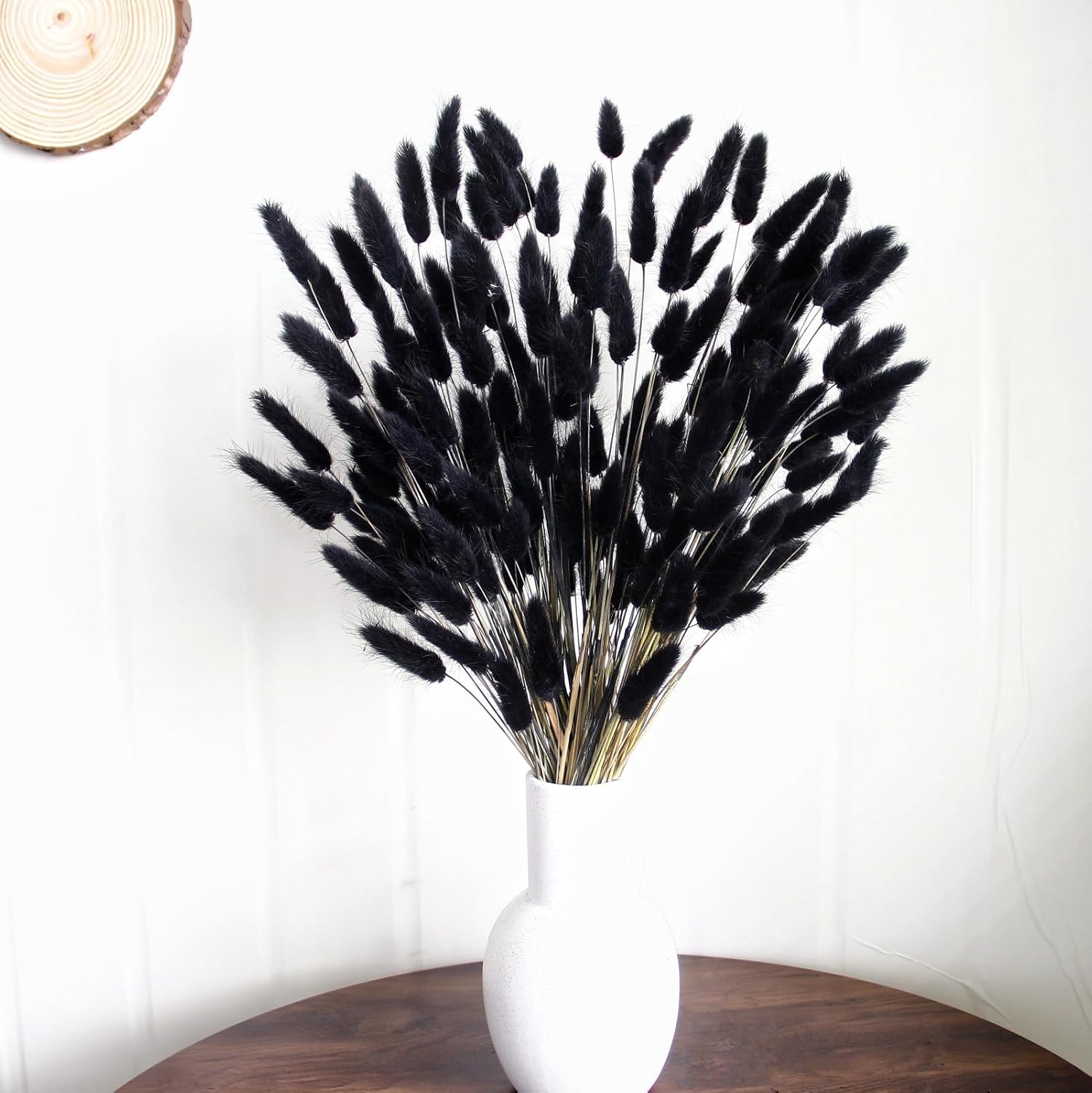 100 ramos de hierba negra de las pampas, decoración de mesa bohemia, colas de conejo negro, flores secas, hierba de pampa seca para bodas,