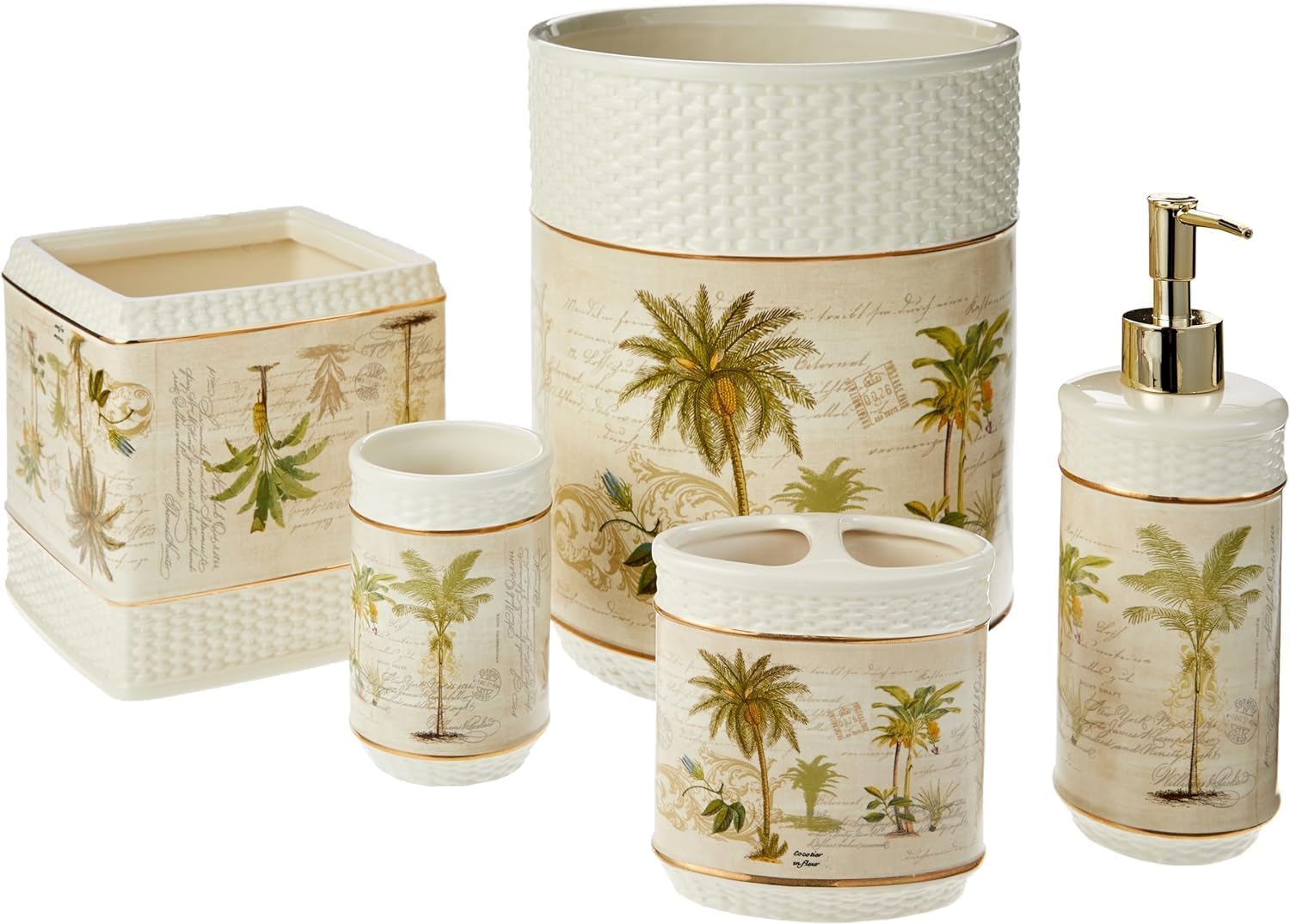 Avanti Linens – Juego de accesorios de baño, decoración de baño de encimera inspirada en el tropical (colección Colony Palm)