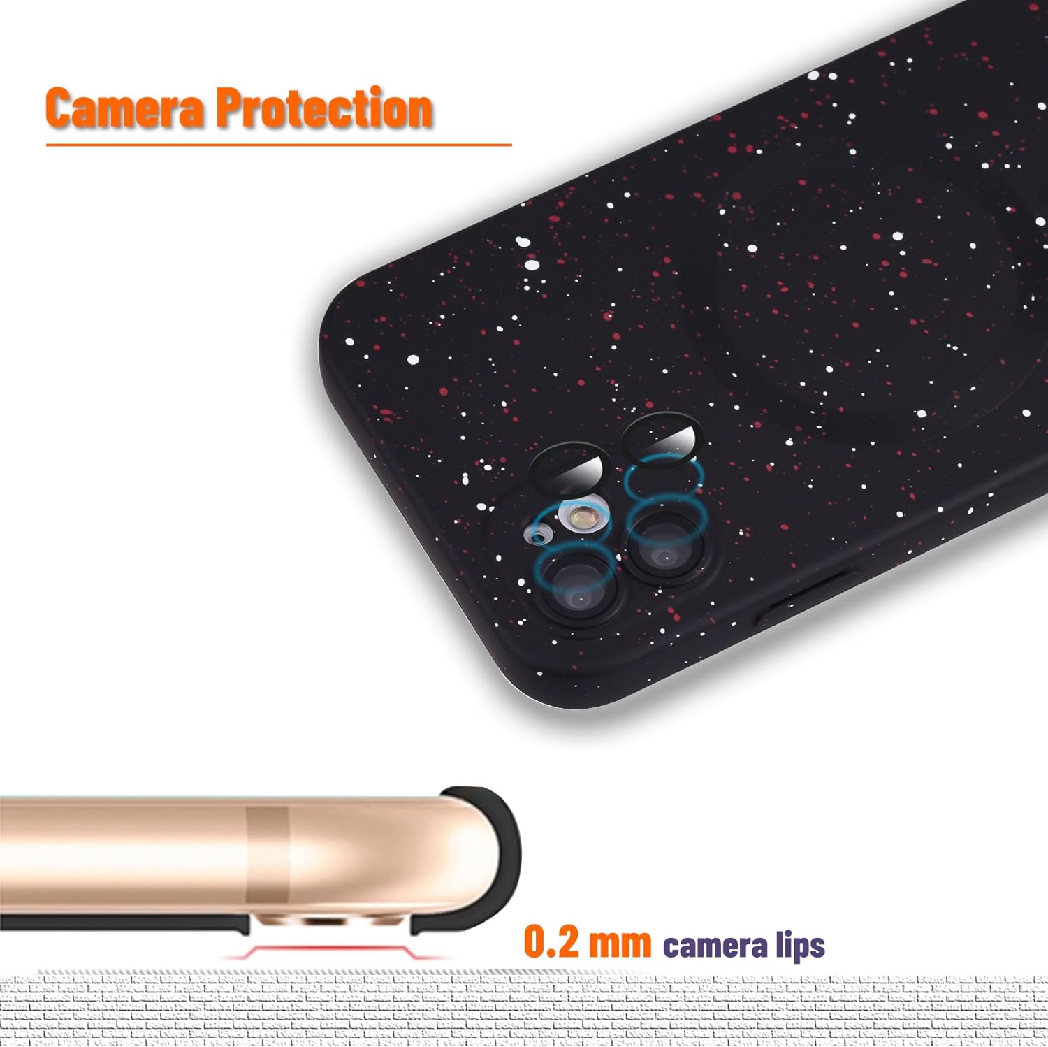 MagSafe – Funda magnética para iPhone 11, silicona suave, protección de cámara, con puntos rojos y blancos, funda protectora contra arañazos para