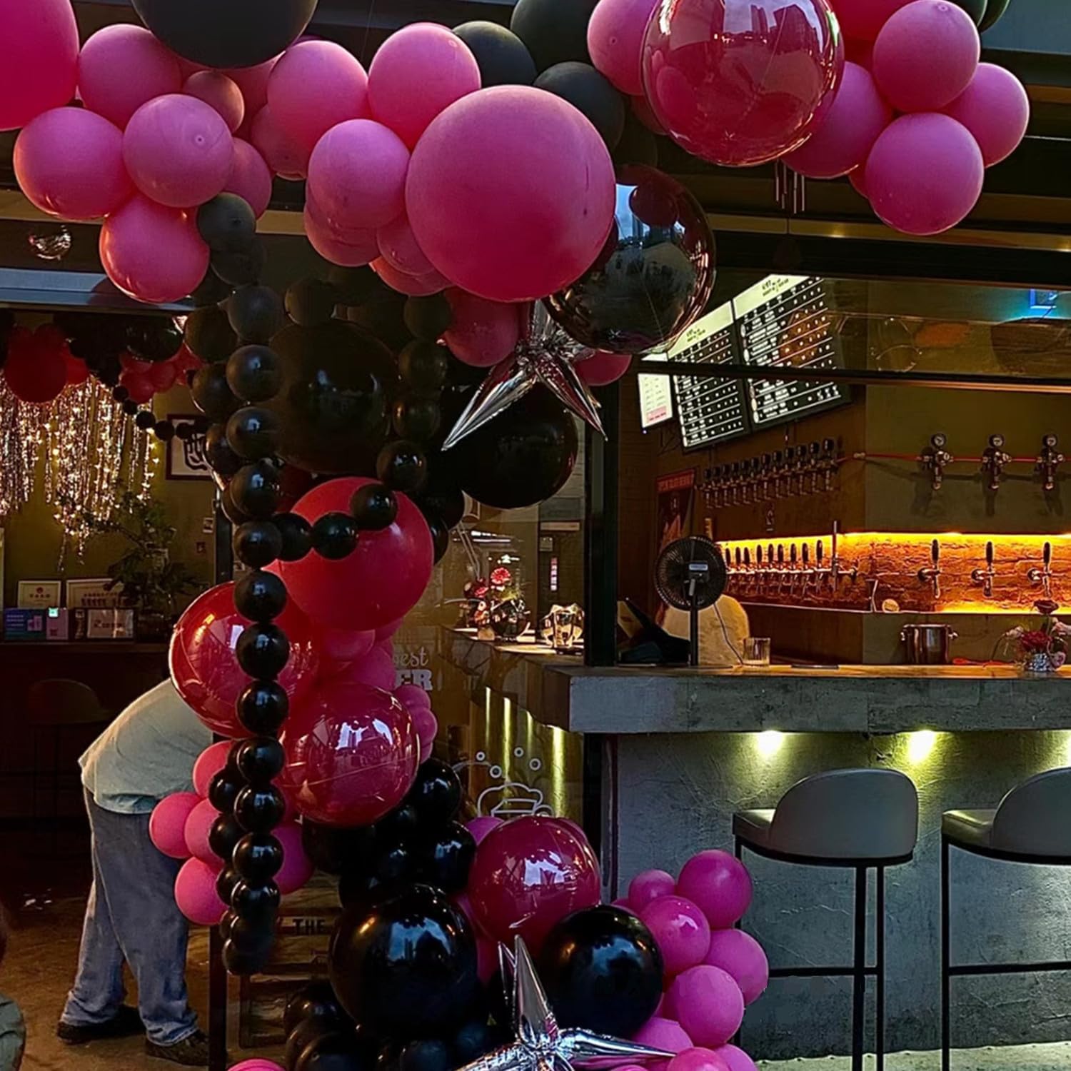 Globos de enlace, 100 globos pequeños de látex negro de 6 pulgadas, globos de cola de aguja de enlace rápido conectados para decoración de