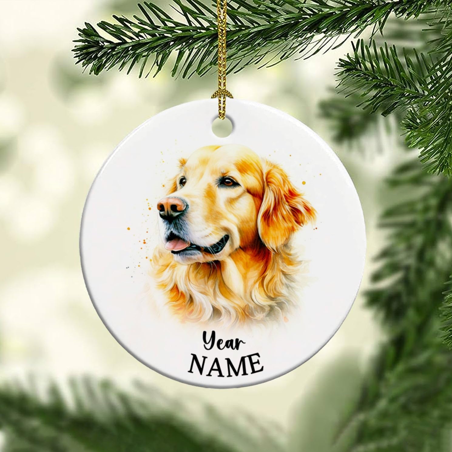 Adorno de cerámica personalizado para perro Golden Retriever, adorno personalizado para árbol de Navidad para perros 2023, adornos de cerámica de