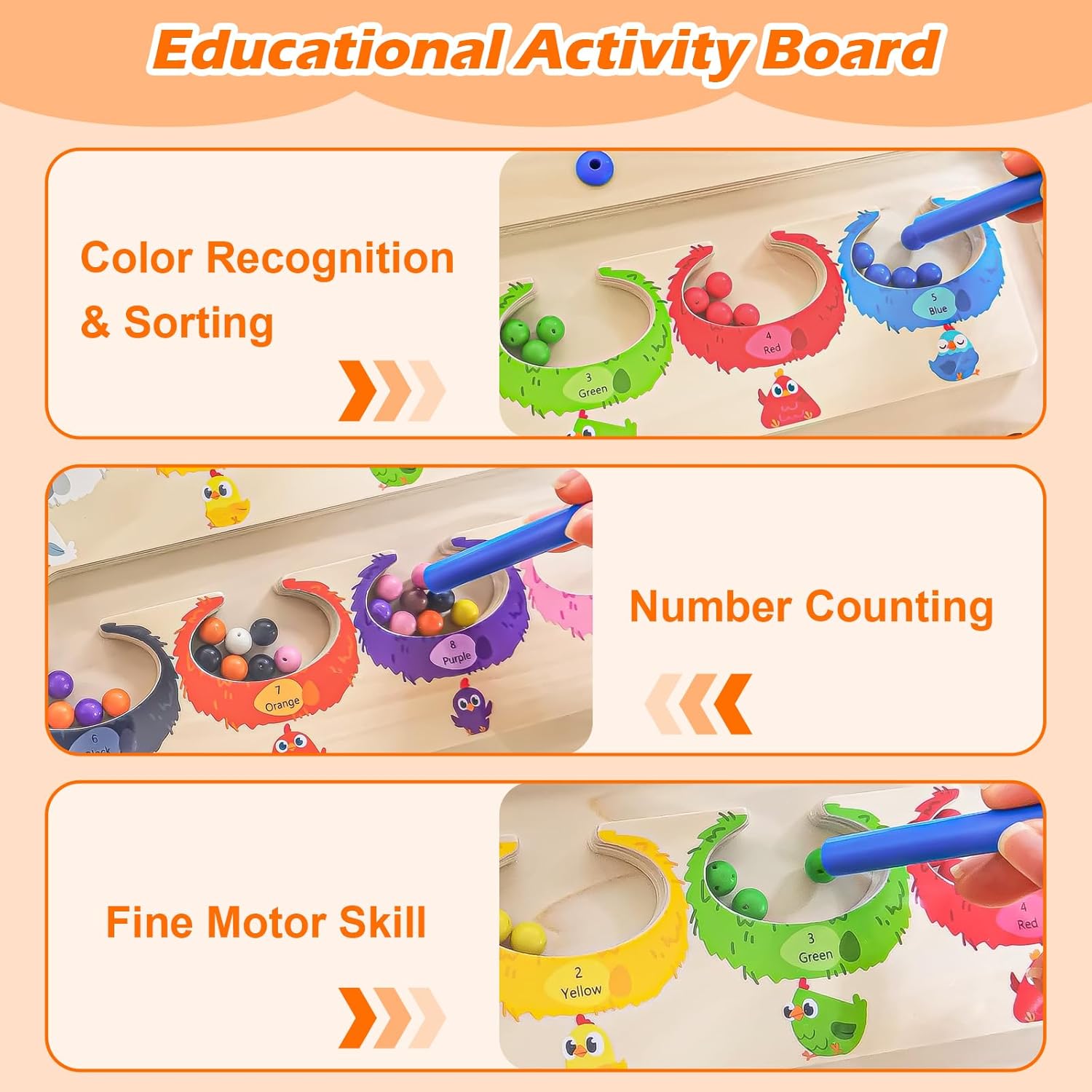Btolin Laberinto magnético de color y número, rompecabezas de madera magnético, juguetes Montessori para niños pequeños, divertido juego de