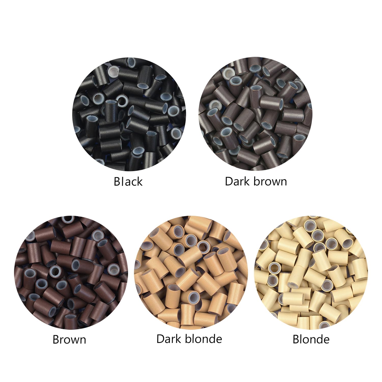 200 piezas de microanillos forrados de silicona de 0.157 x 0.079 x 0.236 in para extensiones de cabello (rubio)