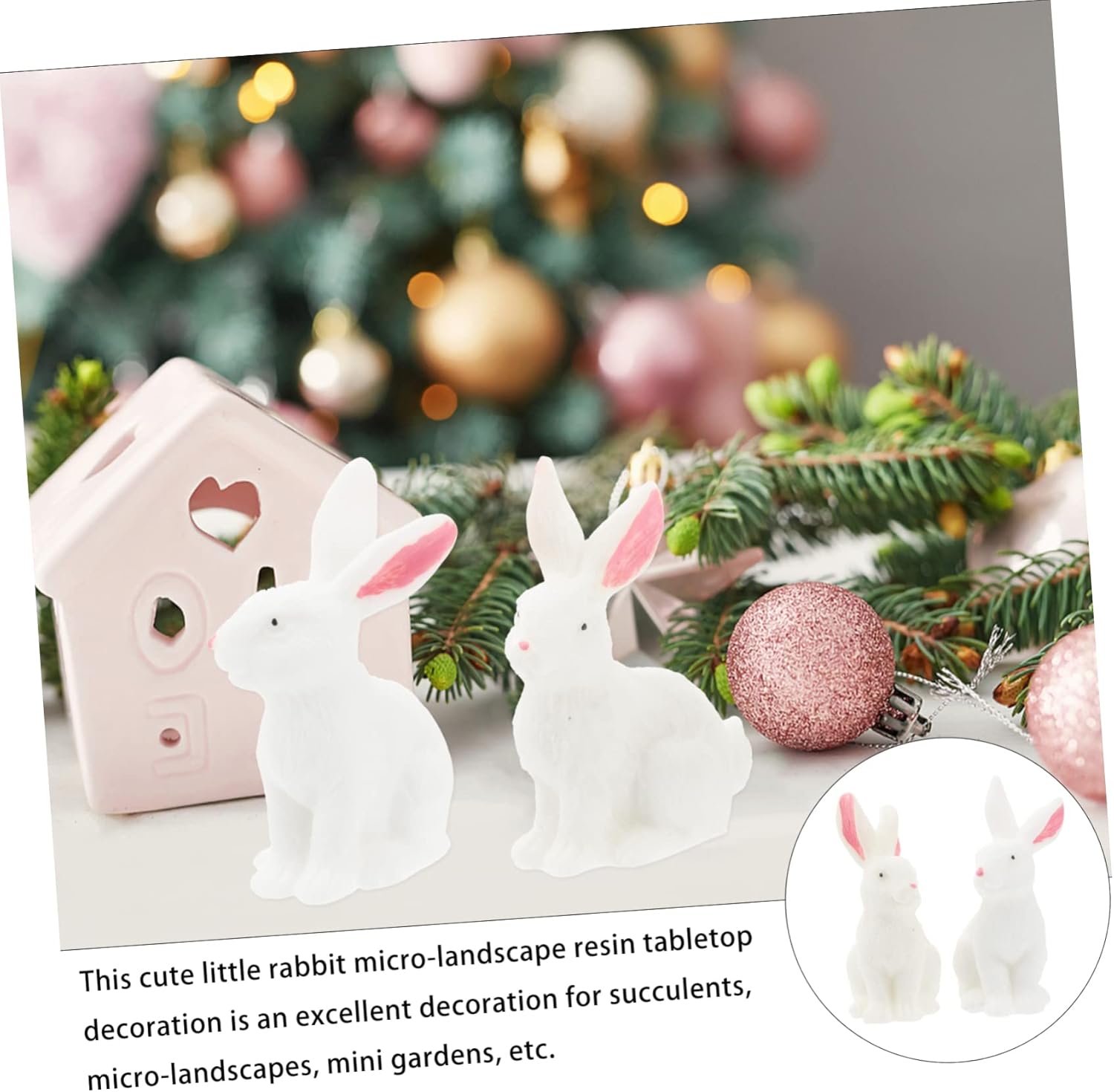GANAZONO 4 piezas de micro paisaje conejito micro paisaje miniatura Pascua adornos decoraciones animales escultura estatua conejo bonsái decoración