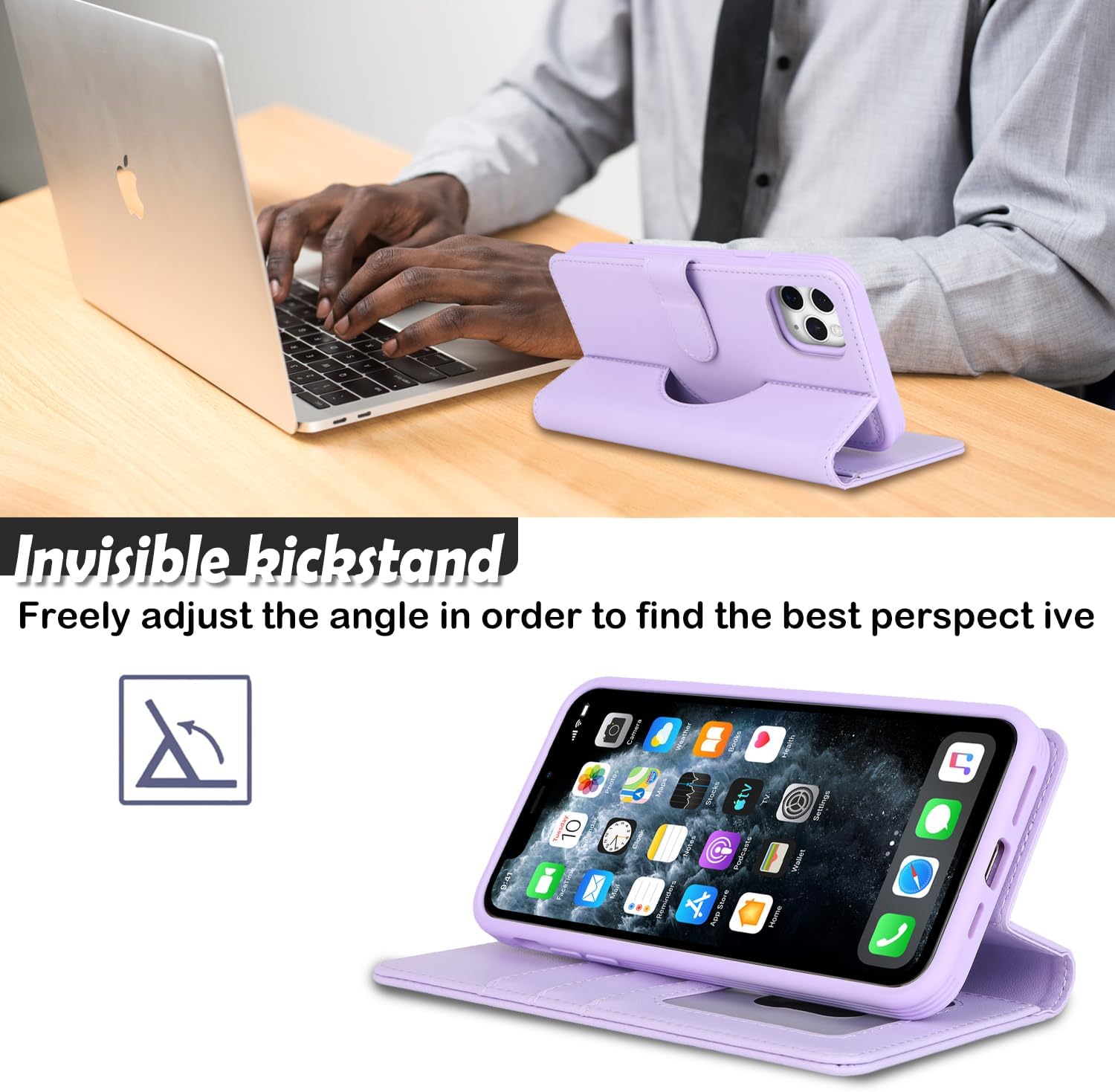 Havaya Magsafe – Funda tipo cartera para iPhone 11 Pro Max, compatible con iPhone 11 Pro Max, con tarjetero, funda desmontable de piel magnética