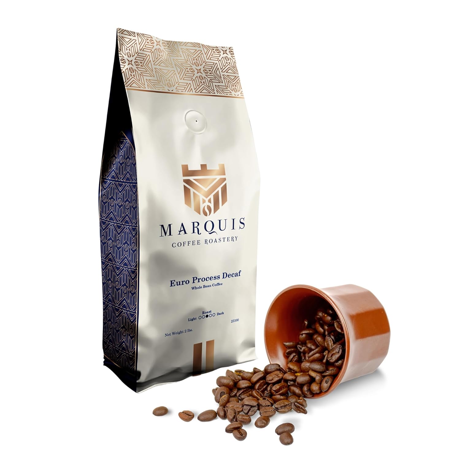 Marquis – Granos de café descafeinado Europrocesados, ricos granos de café puramente colombianos, café descafeinado fresco con un aroma embriagador,