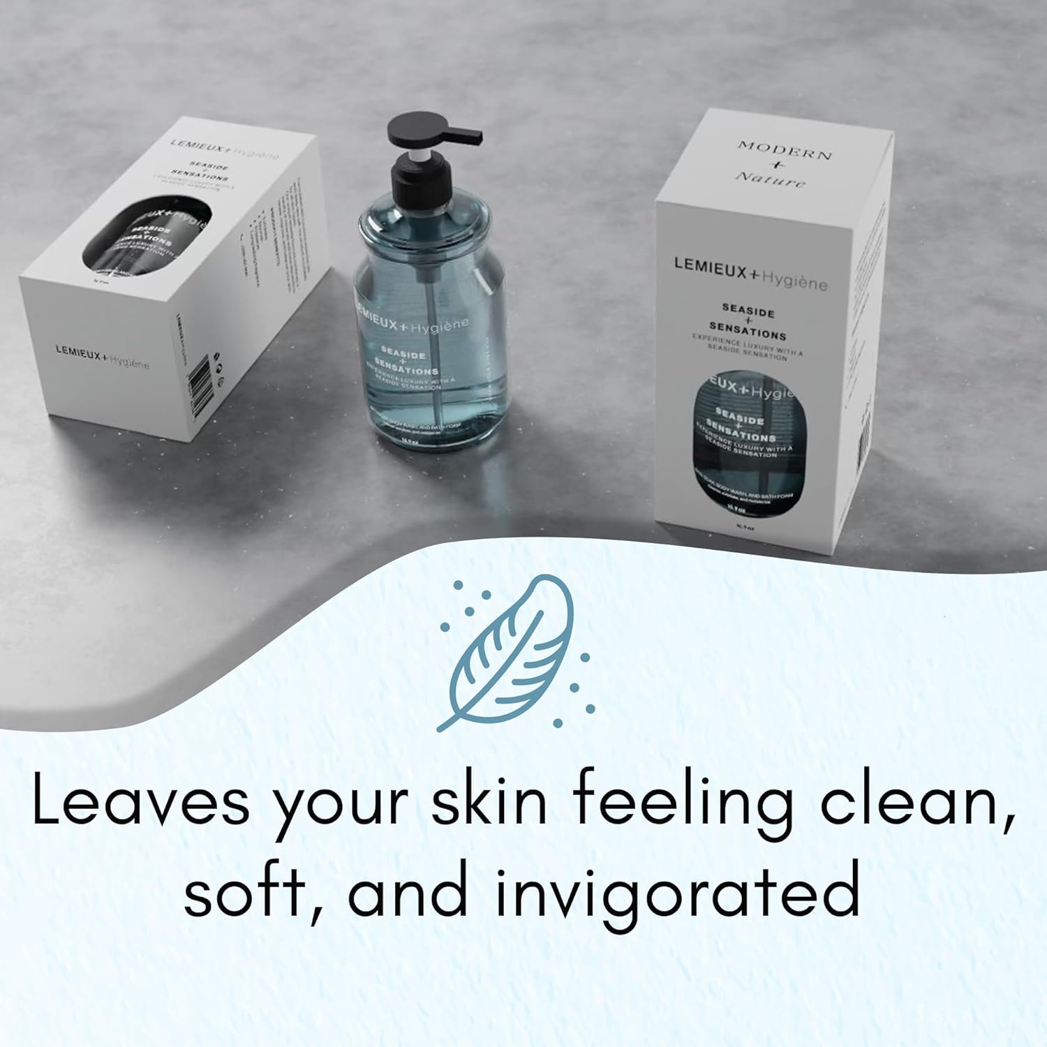 LEMIEUX  Seaside + Sensations, Oceanic Body Wash, Deléitese con la felicidad oceánica elixir de piel de larga duración, casarse con romance francés
