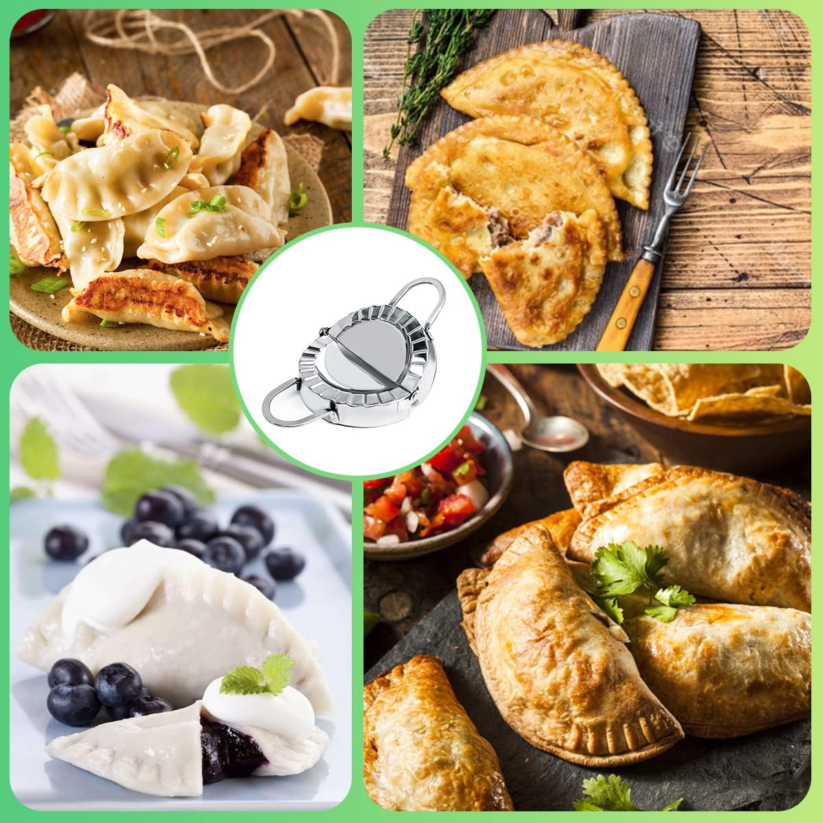 Molde para hacer albóndigas, 3.8 pulgadas, máquina para hacer empanadas, prensa de corte Pierogi de acero inoxidable, artilugio de cocina para
