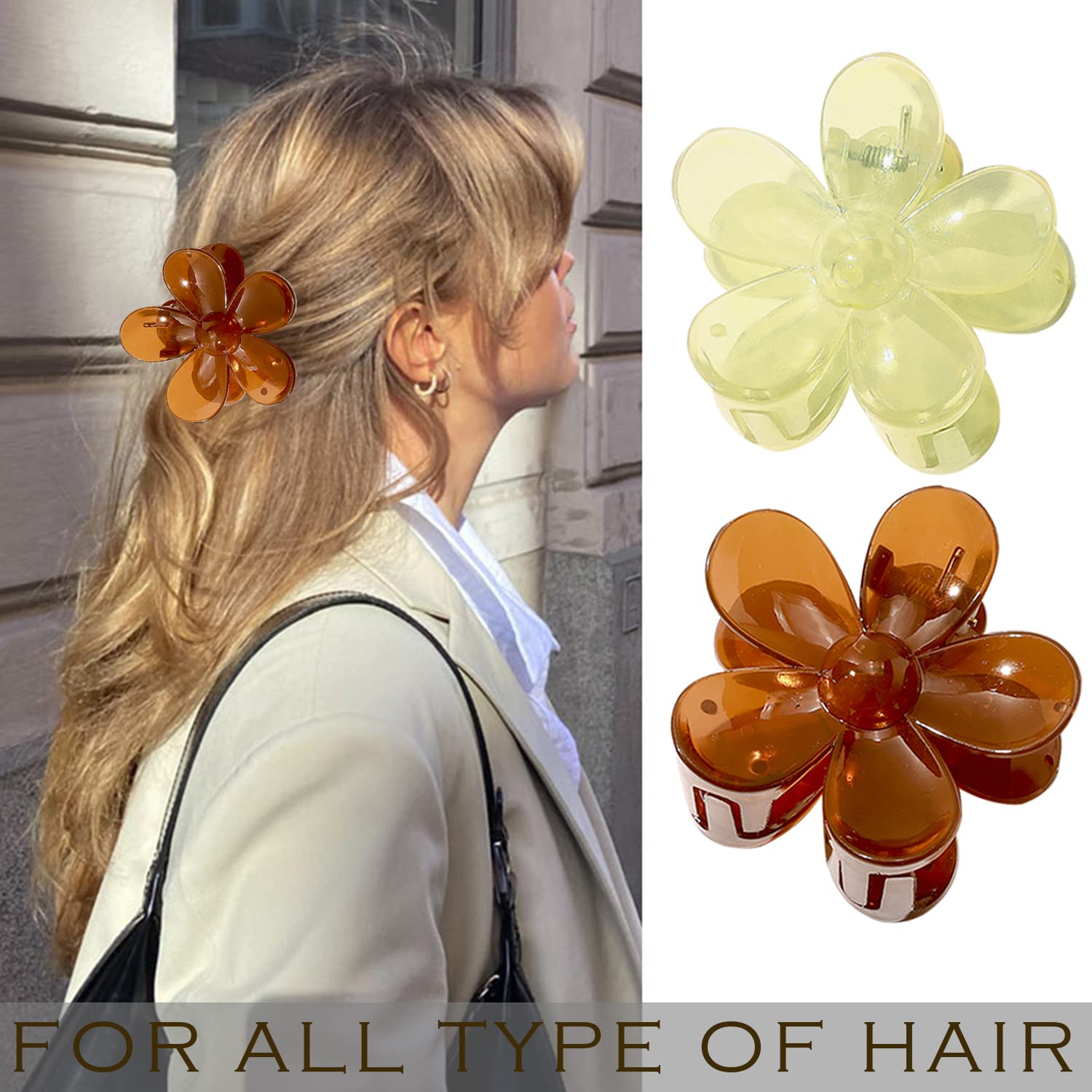 Pinzas para el cabello de flores, 8 pinzas antideslizantes para el cabello, pinzas de garra grandes, lindas pinzas para el cabello de sujeción