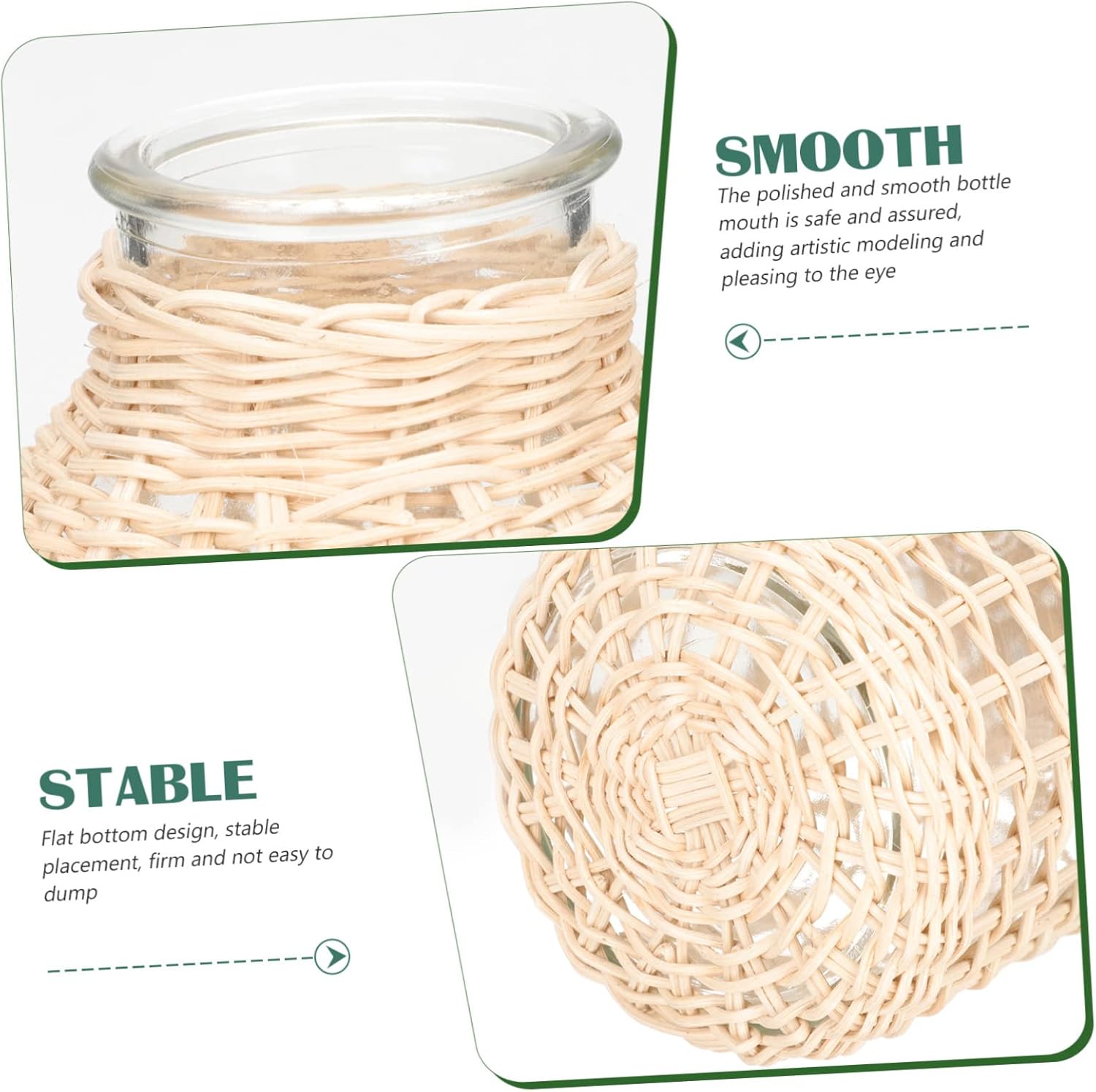 IMIKEYA 2pcs Rattan Glass Vase Woven Planter Basket Rattan Planter Rattan Flower Pots Glass Floral Vase Clay Vase Seagrass Plant Basket Glass Vase