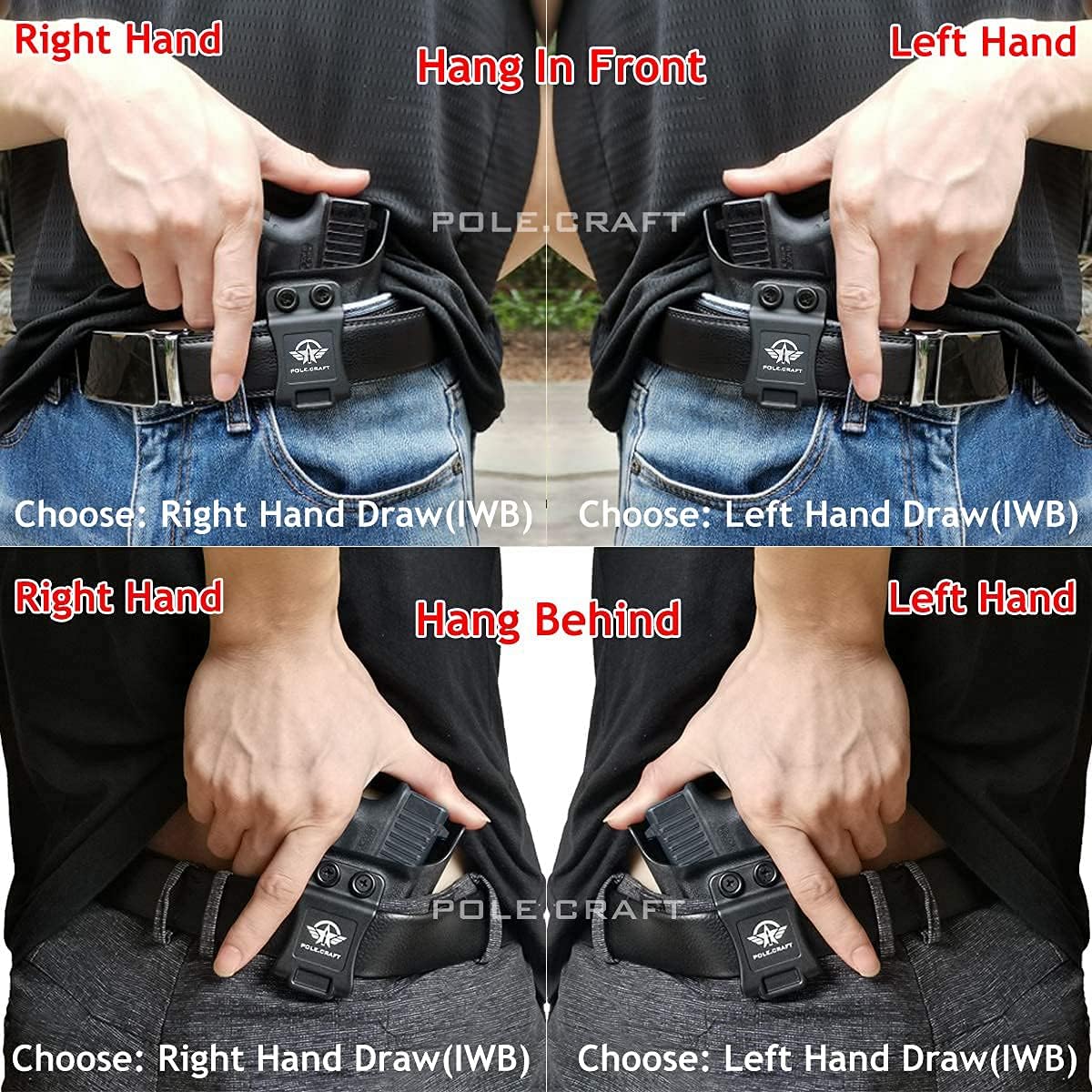 IWB Dermatoglyph Kydex Pistolas Compatible con Glock 19 Glock 17  Taurus G2C G3C  Smith & Wesson M&P Shield 0.354 in .40  M&P 0.354 in M2.0 4″4.25″