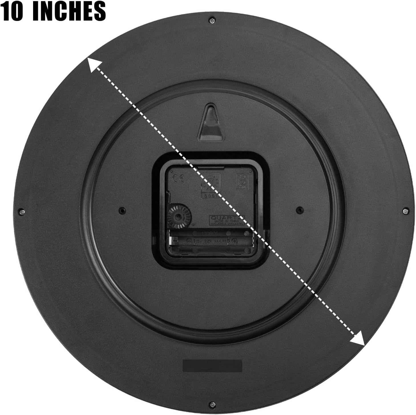 Plumeet Reloj de pared silencioso  Reloj de pared negro de cuarzo sin tictac de 10 pulgadas  Reloj de pared de diseño simple para decoración de sala