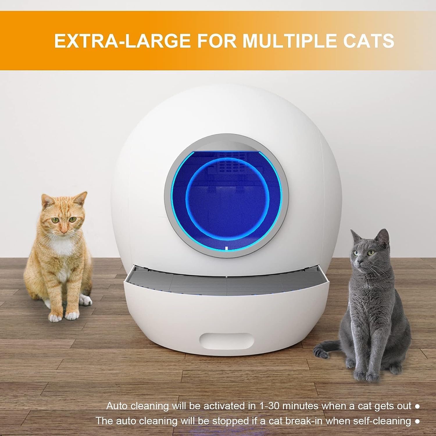 Caja de arena para gatos autolimpiante automática extragrande con control de aplicación, alerta segura y monitor de salud inteligente, eliminación
