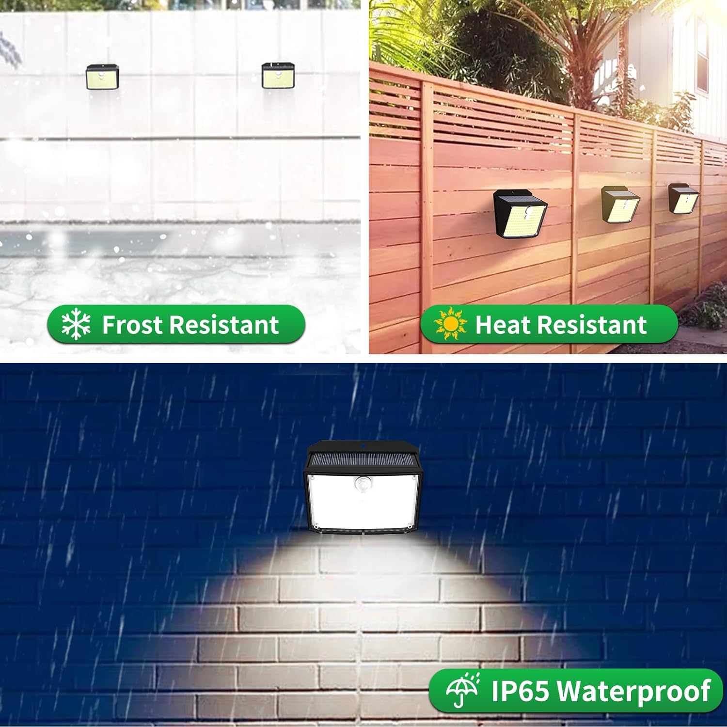 Luces solares con sensor de movimiento para exteriores, 2 unidades158 LED3 modos, luces de valla superbrillantes con impermeabilidad IP65, luces de