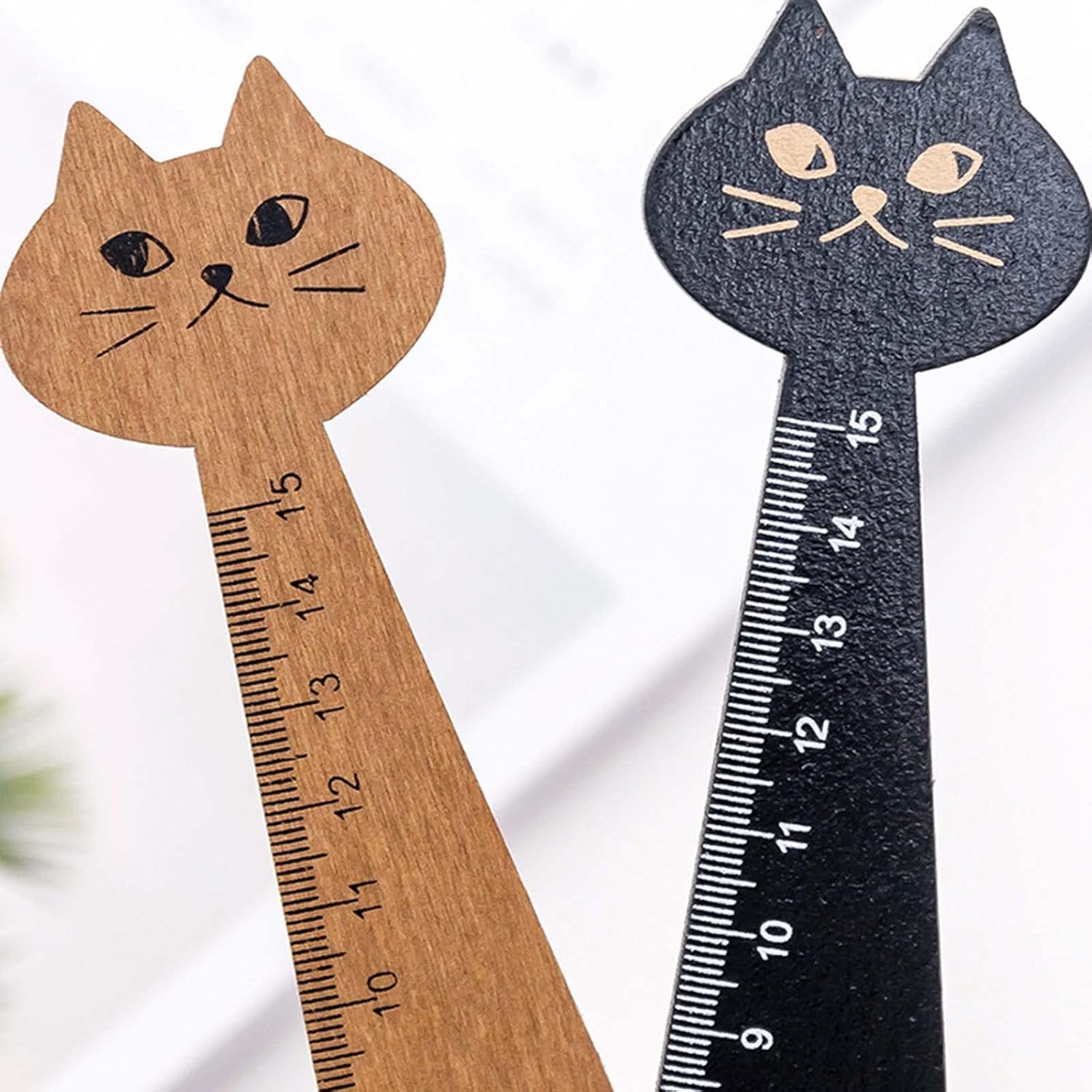 Regla de dibujo de gato lindo regla de medición de madera herramienta de medición papelería regalo para estudiantes