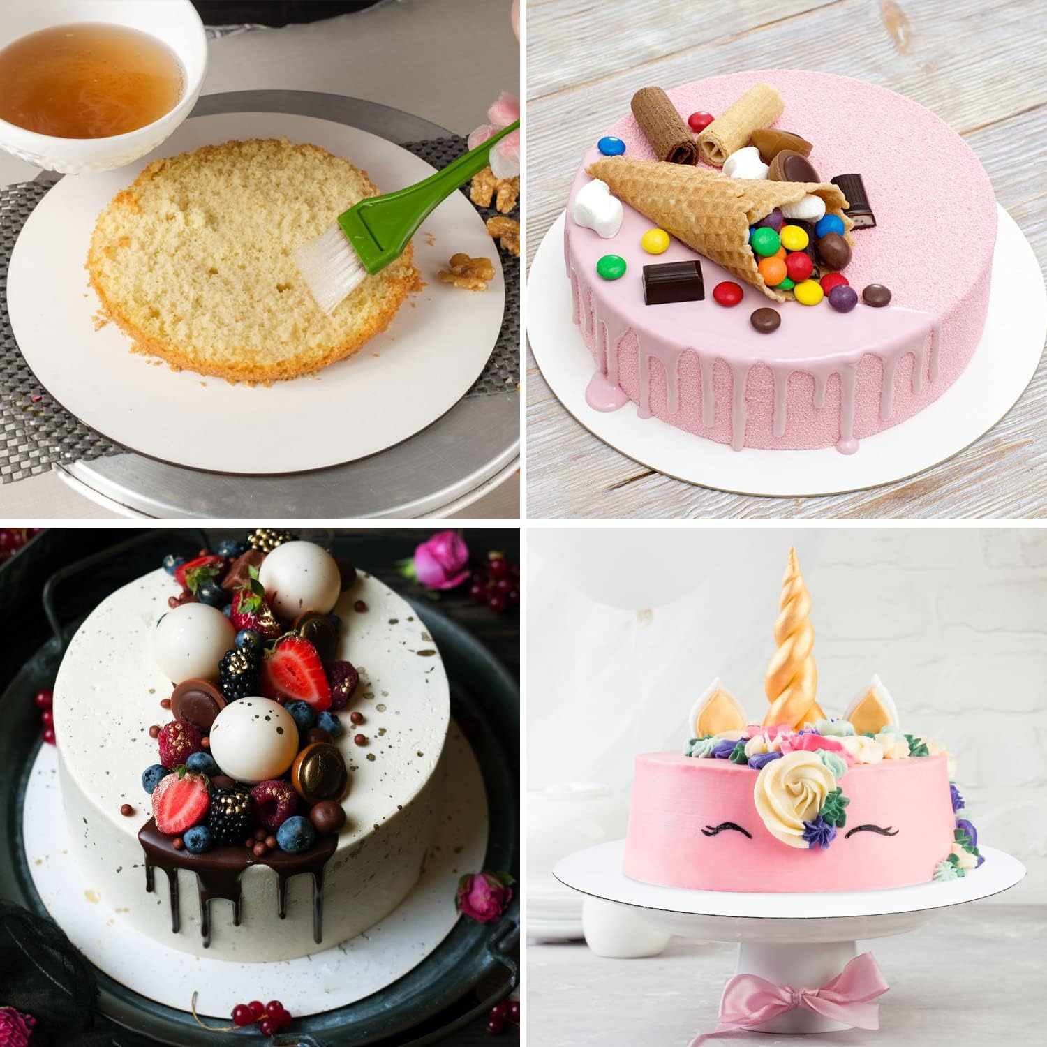 Paquete de 25 tableros redondos para pasteles de 10 pulgadas, redondos de cartón de grado alimenticio para mostrar pasteles, pan, postres (delgado y