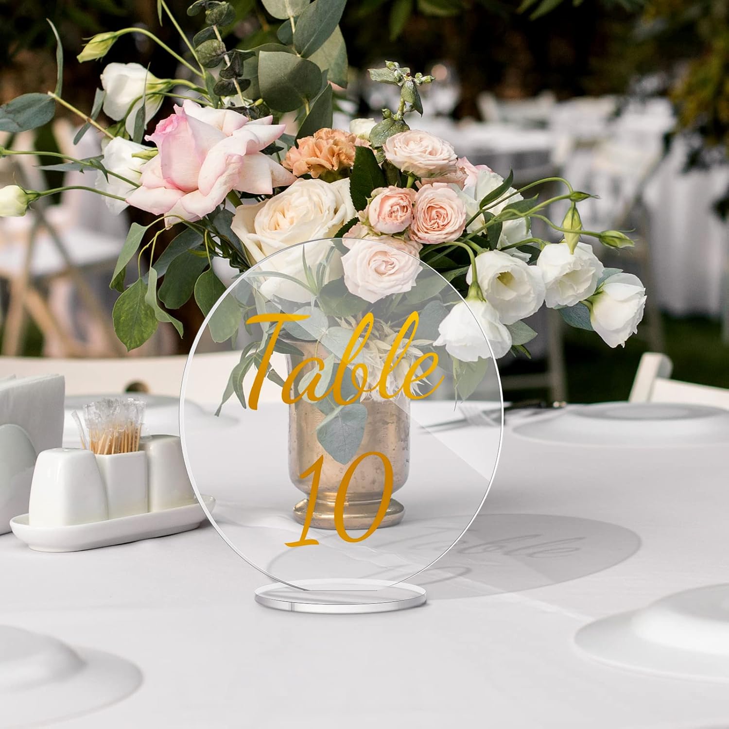 30 piezas de números de mesa de acrílico para boda, números de mesa con soportes, números de mesa transparentes para recepción de boda, letreros de