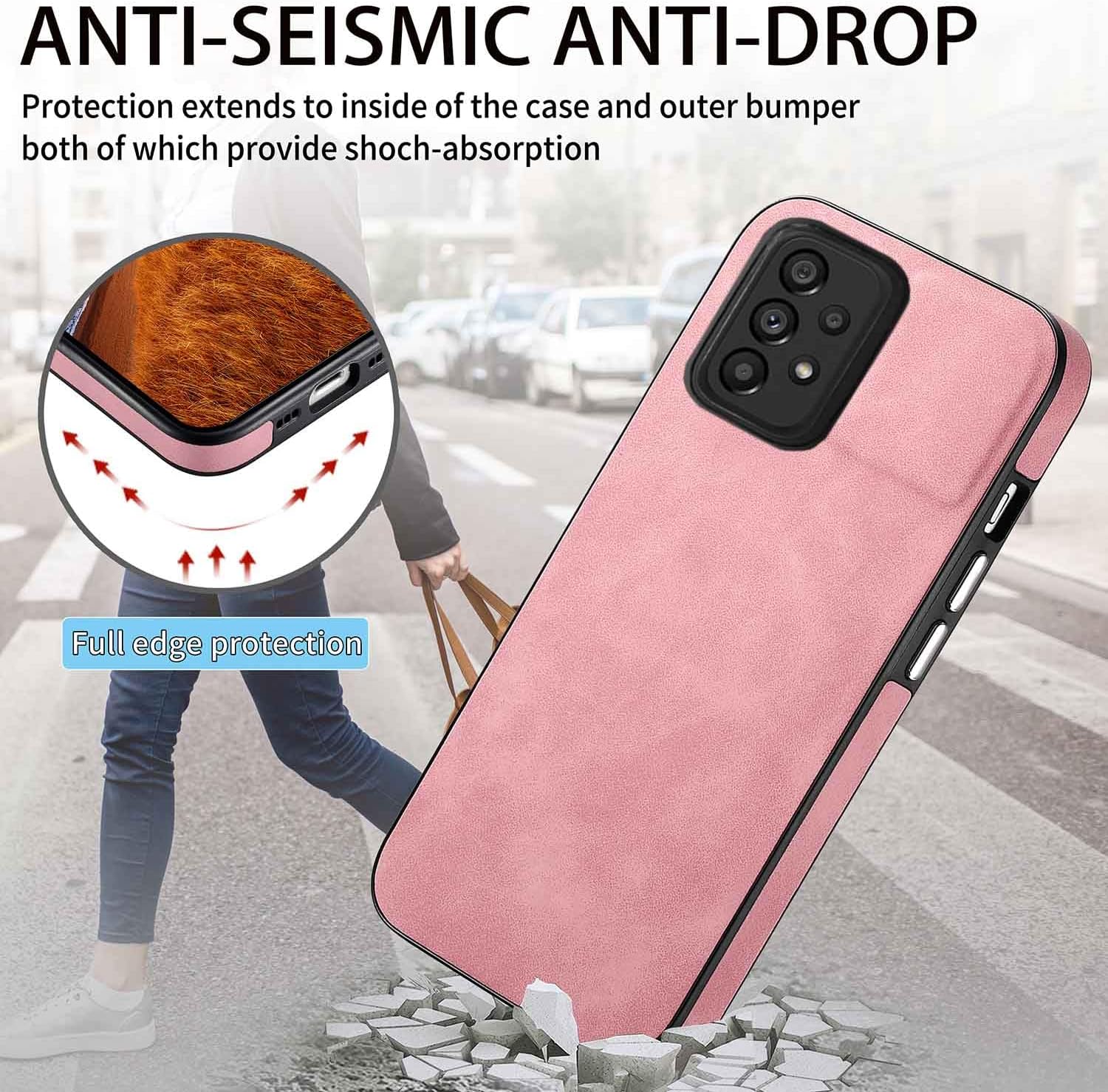 Asuwish Funda de teléfono para Samsung Galaxy A53 5G con protector de pantalla de vidrio templado y funda delgada de cuero suave y resistente,
