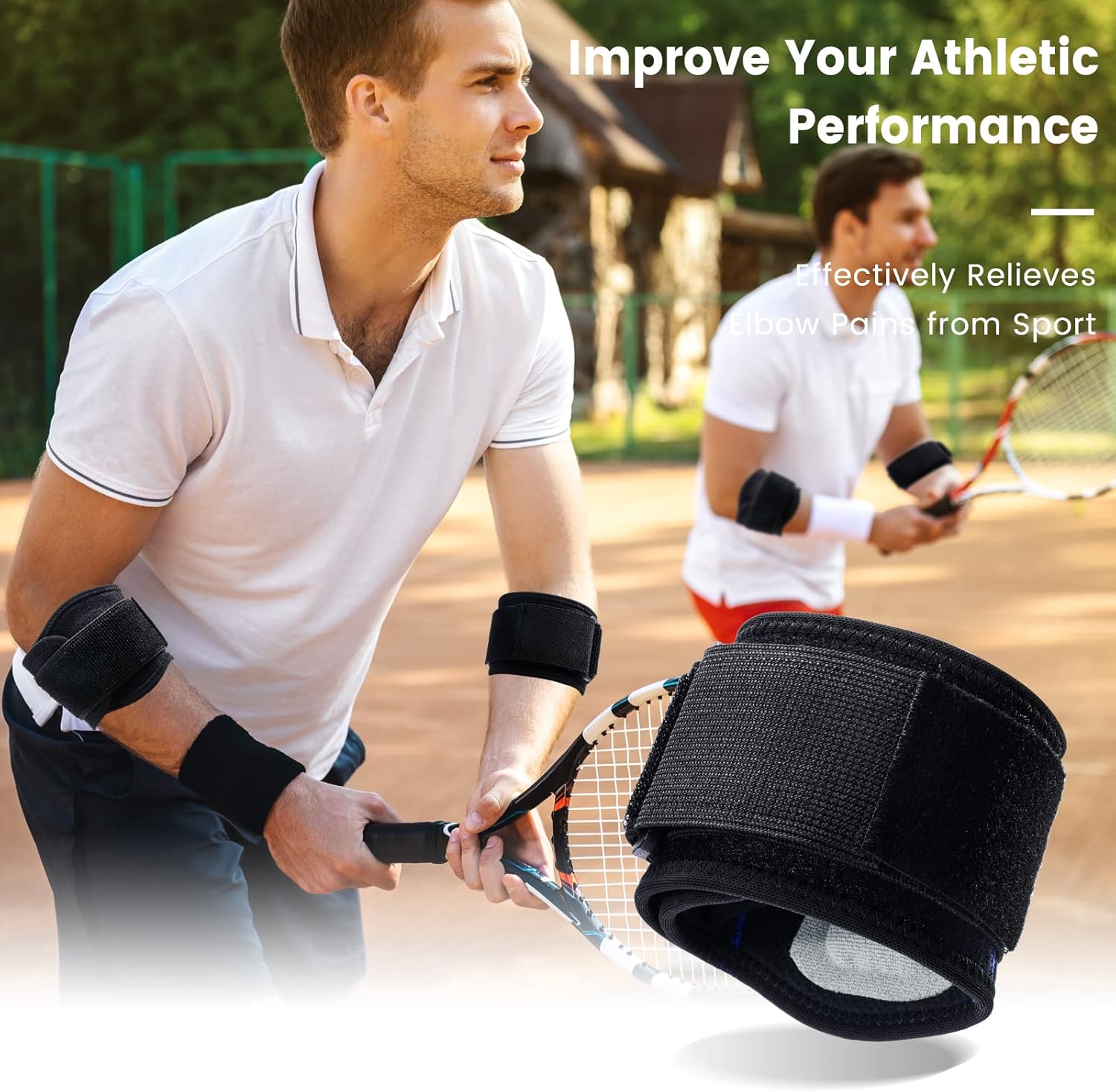 ABYON Paquete de 2 coderas para tendinitis y codo de tenista, coderas de tenis para hombres y mujeres, correa de alivio del dolor en el antebrazo,