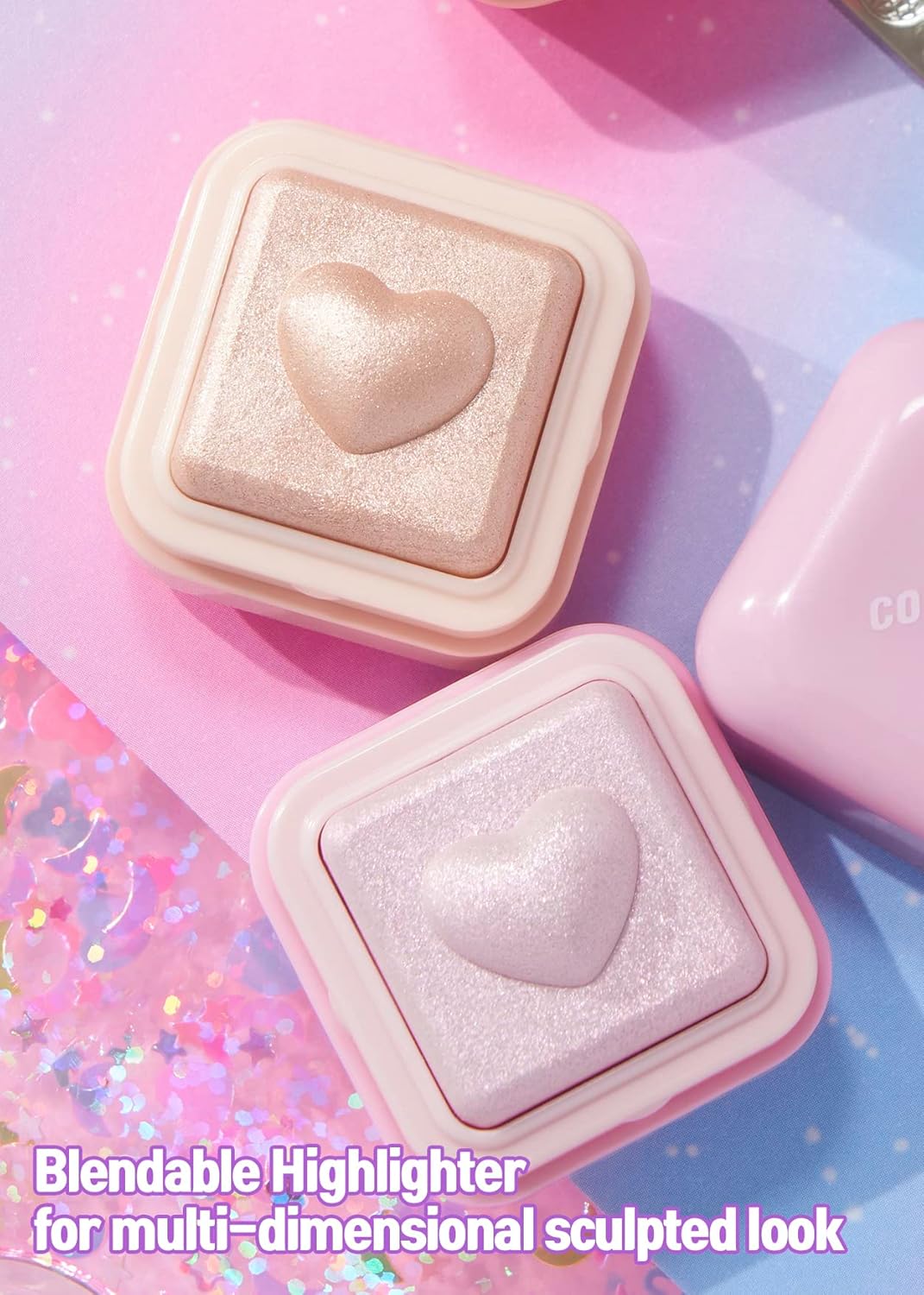 COLORGRAM Milk Bling Heartlighter 01 Peach Heart  Resaltador cremoso versátil sedoso con acabado brillante, brillo suave y natural, perfecto para