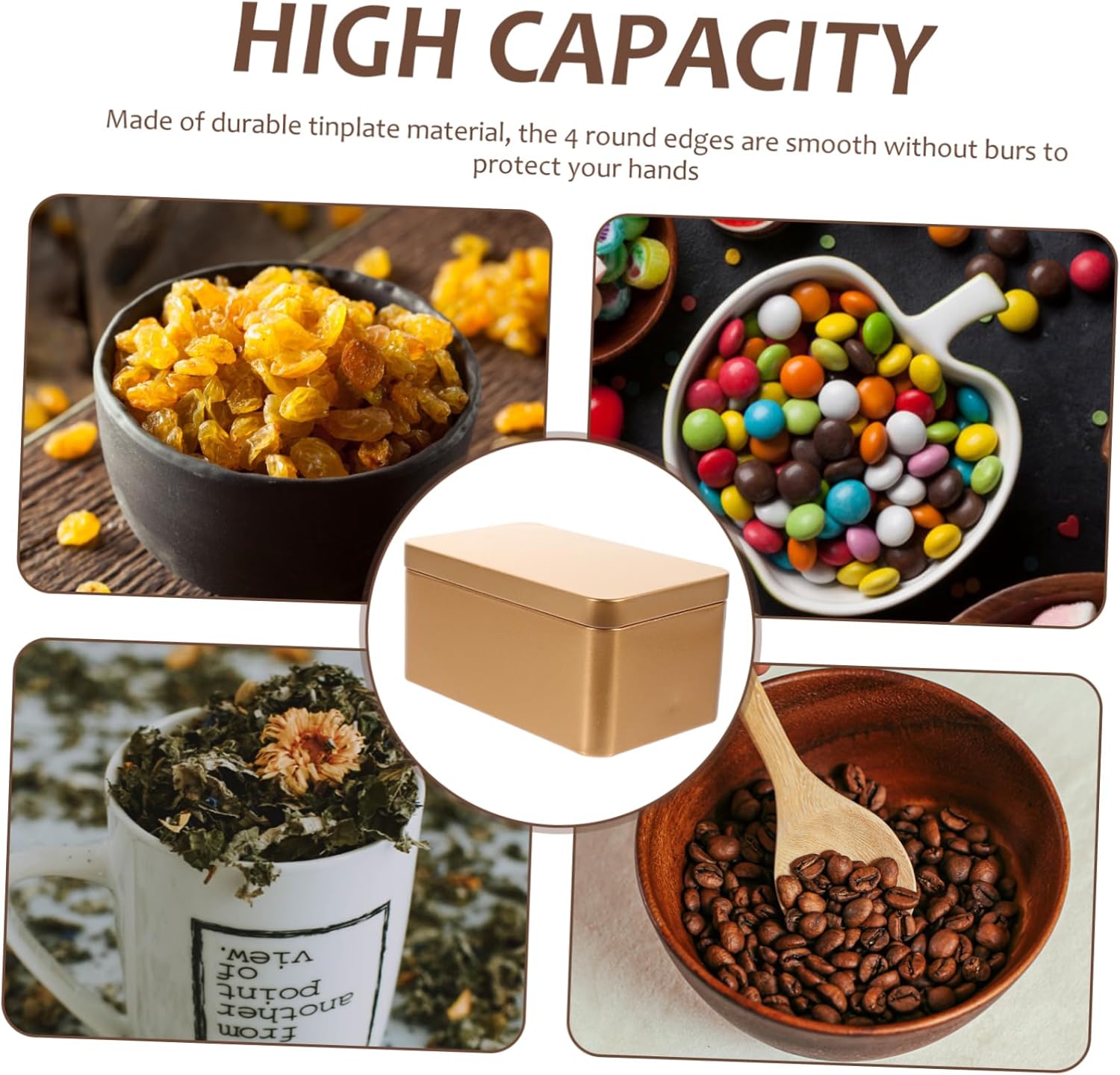 ABOOFAN Contenedor de condimentos para dulces, latas pequeñas para galletas con tapas para regalo, latas de galletas vacías con tapas, bolsas de té