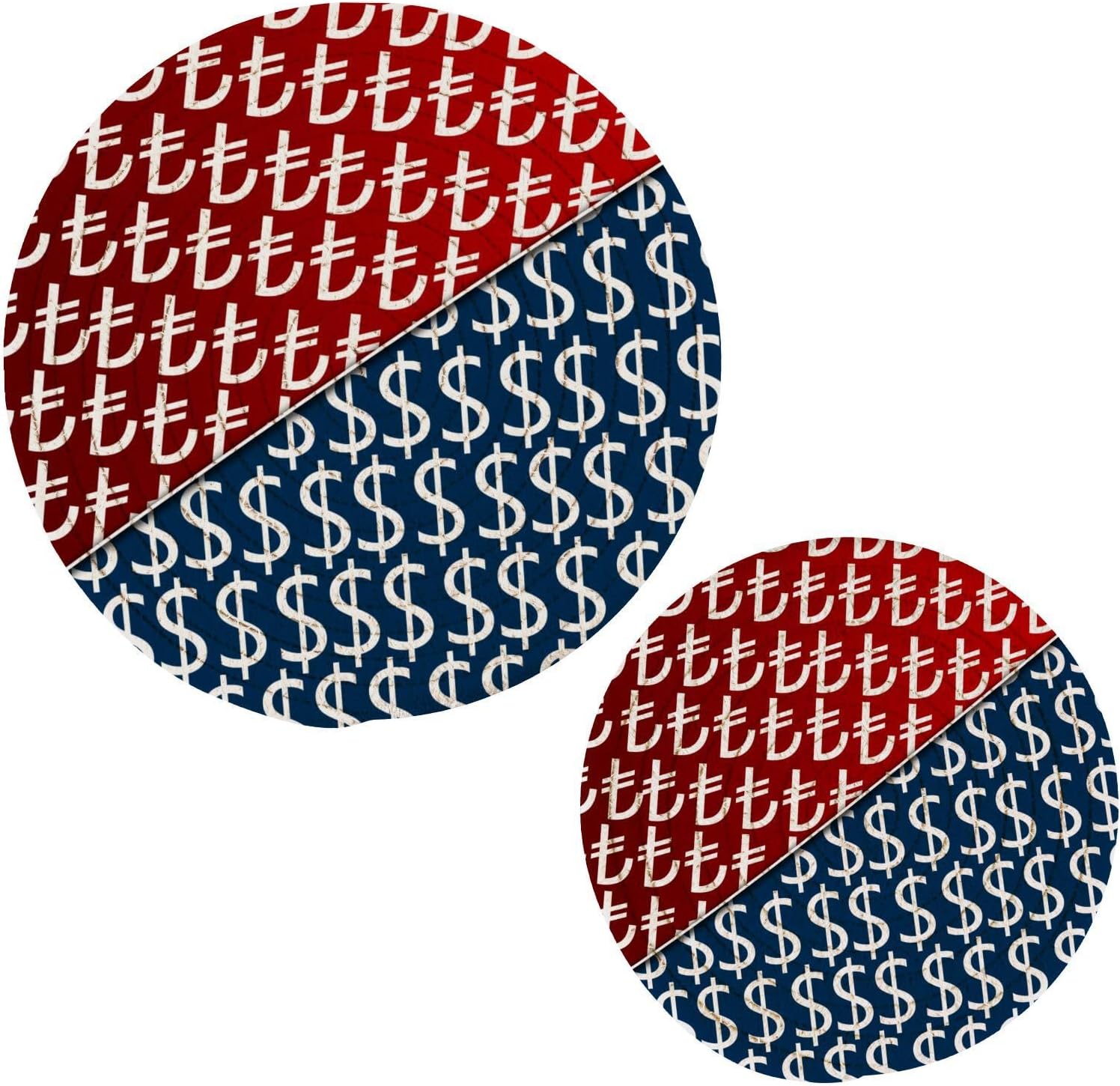 Us Dollar Trivet Pot Holder Turkish Lira Round Woven Potholders Set Kitchen Placemats 2PCS Cotton Rope Table Hot Pads Stylish Coasters Heat