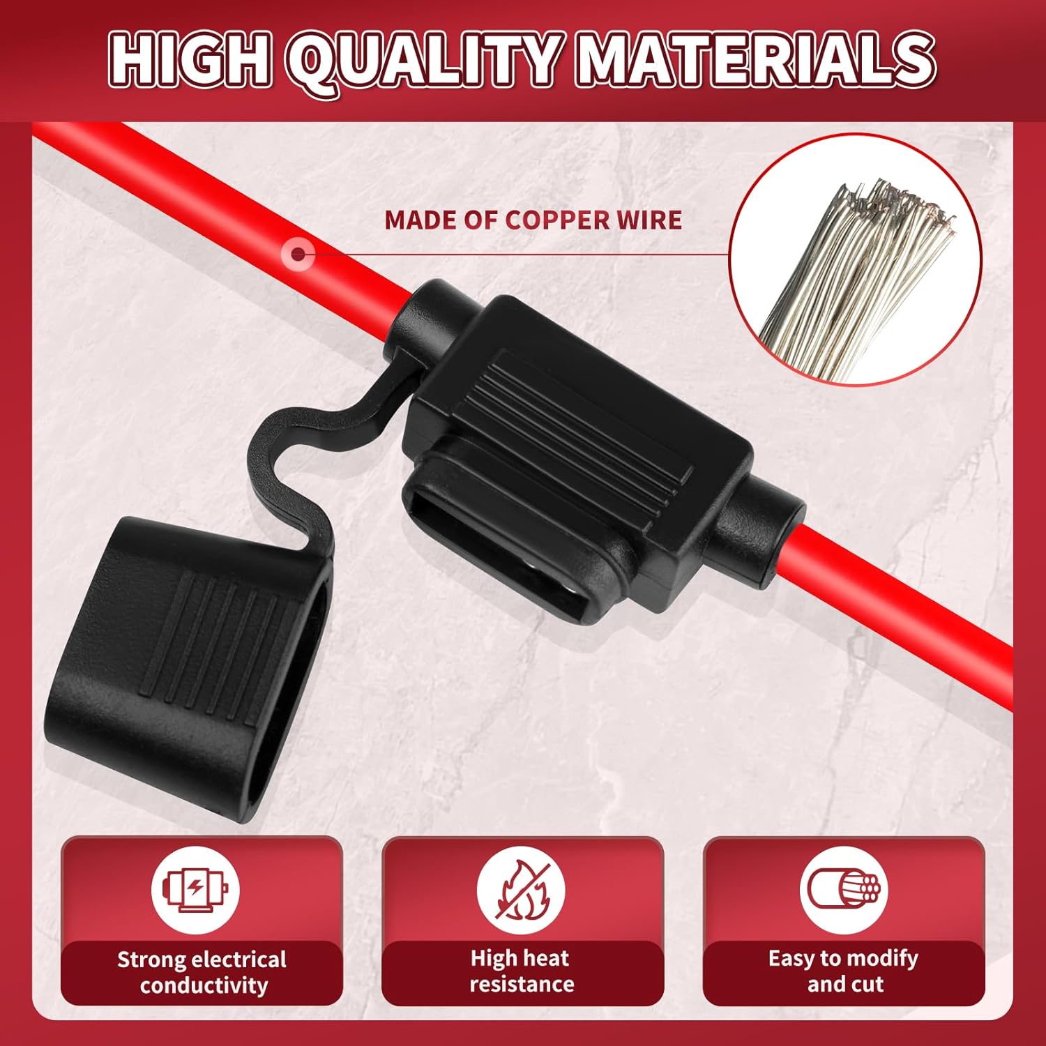 Portafusibles en línea de 12 V, 2 piezas, mini portafusibles de calibre 16 de 13.8 pulgadas, portafusibles de hoja con tapa impermeable, fusibles de