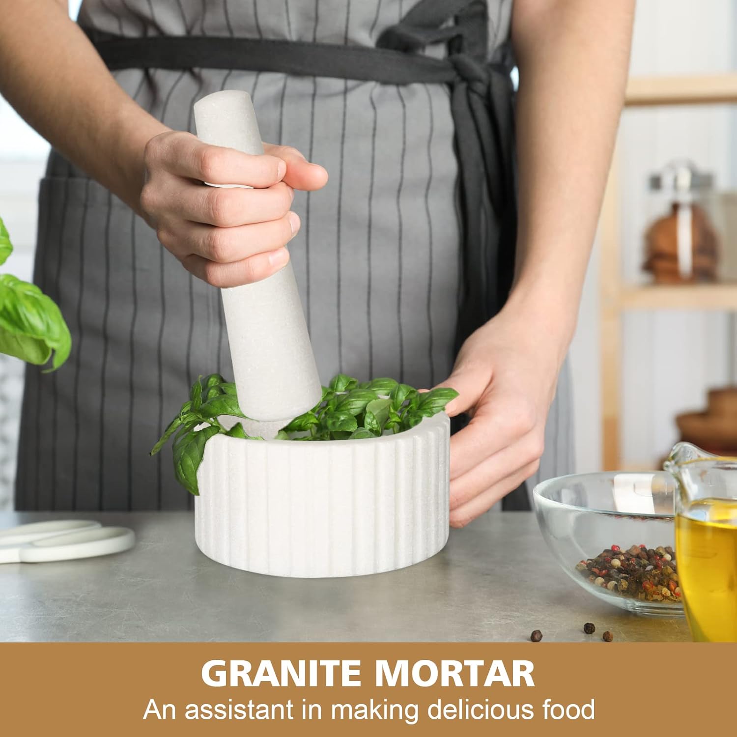 Kota Japan – Molinillo de piedra natural grande para especias, condimentos, pastas, pestos y guacamole.