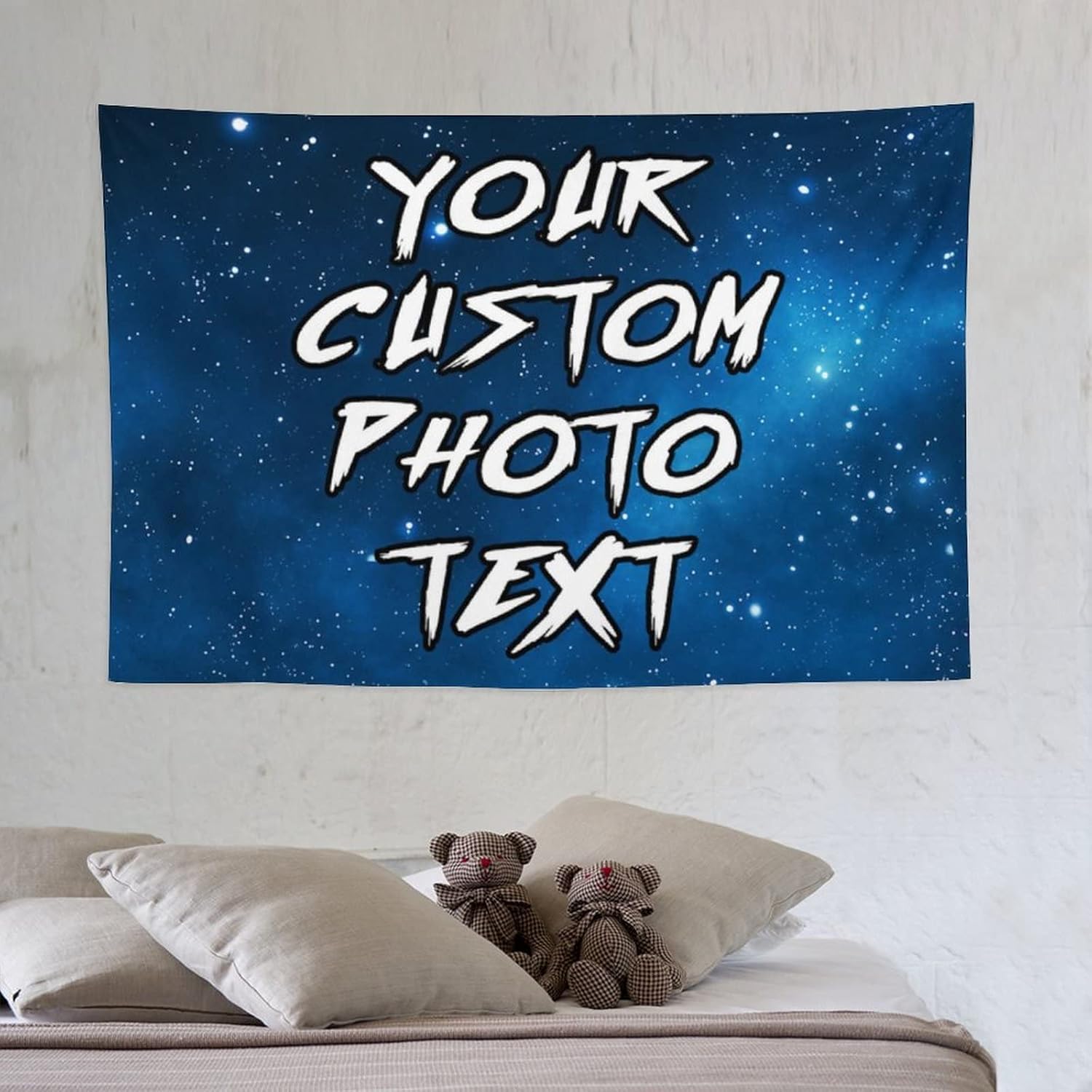 Tapiz personalizado para cargar imágenes con fotos y textos, tapiz personalizado para colgar en la pared, manta de telón de fondo para decoración de