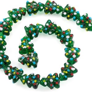 Craftdady 20 cuentas verdes para árbol de Navidad, adornos de árbol de Navidad, cuentas de vidrio de lámpara, decoraciones de Navidad, abalorios Craftdady 20 cuentas verdes para árbol de Navidad, adornos de árbol de Navidad, cuentas de vidrio de lámpara, decoraciones de Navidad, abalorios