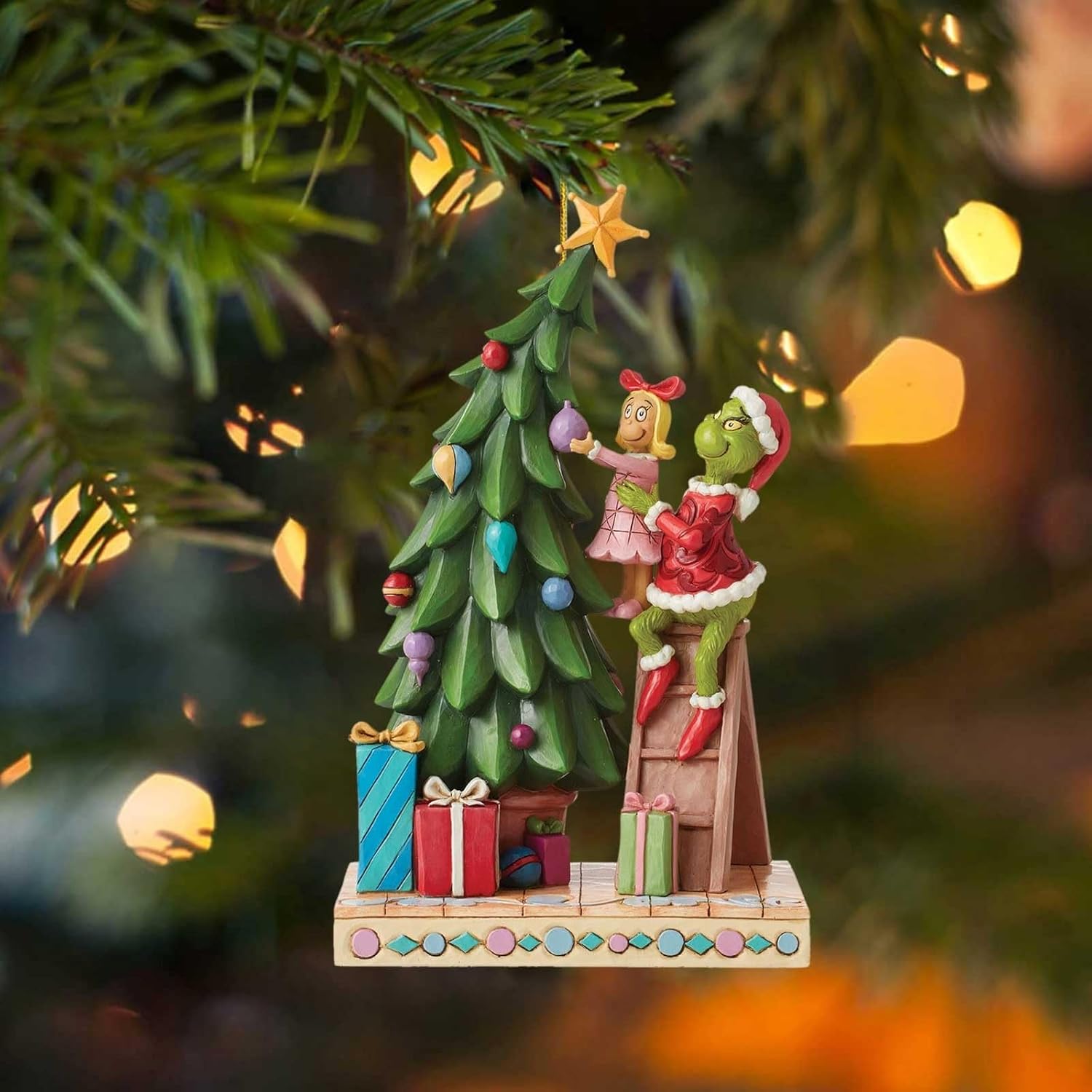 Adorno colgante clásico de dibujos animados de invernadero, colgante de acrílico de robo, divertido adorno colgante de árbol de Navidad para el