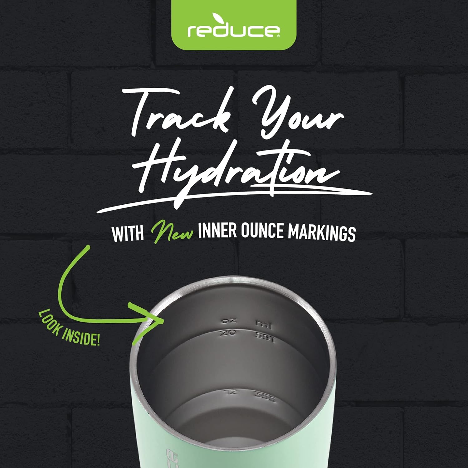 REDUCE Cold1 – Vaso de 24 onzas con tapa y pajilla, de acero inoxidable con aislamiento al vacío de doble pared que mantiene las bebidas frías hasta