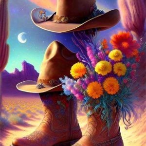 ROOHOME Kit de pintura de diamantes con sombrero de bota de flores de fantasía, kit de arte redondo de diamante 5D para adultos y niños, kit de ROOHOME Kit de pintura de diamantes con sombrero de bota de flores de fantasía, kit de arte redondo de diamante 5D para adultos y niños, kit de