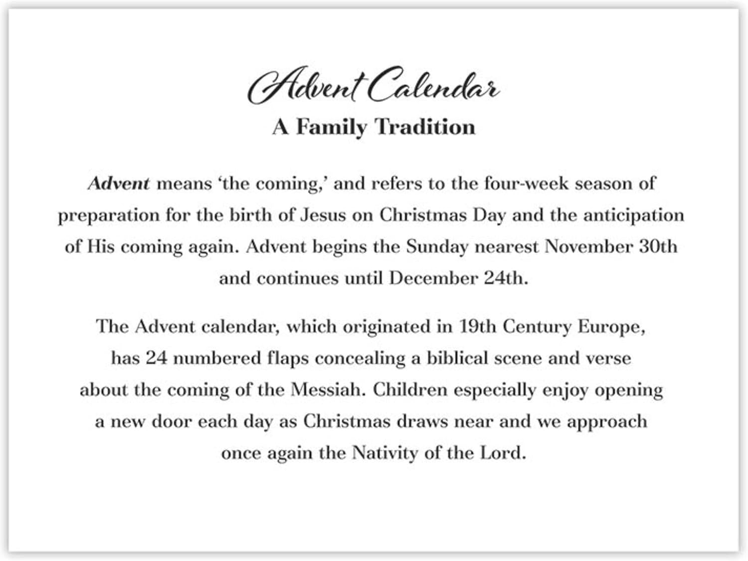 Calendario religioso de Adviento de cuenta regresiva para Navidad 2023, escena tradicional de pesebre a todo color, 24 pestañas de puerta, divertida