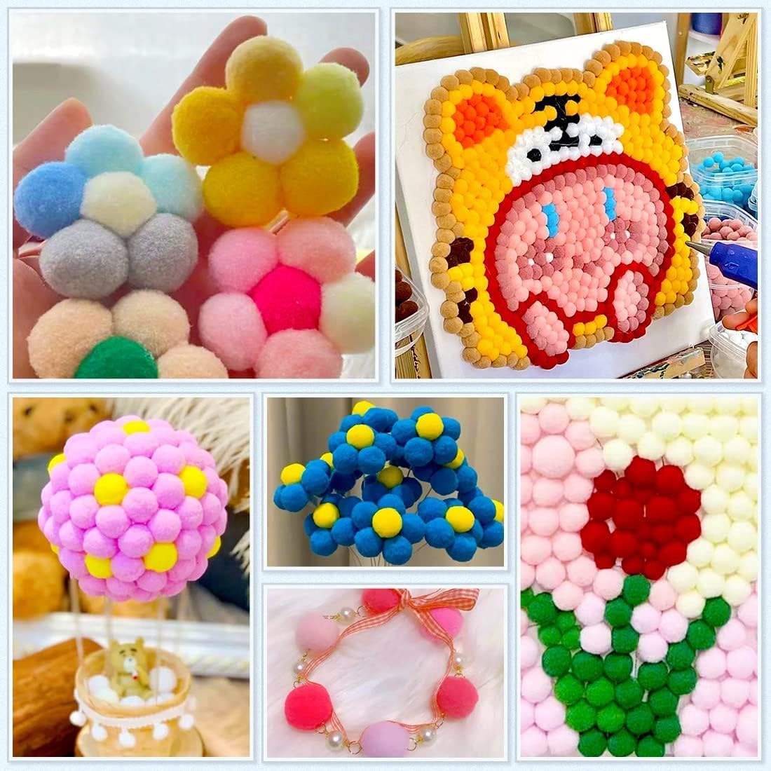 Praisebank Pompones multicolores, 2000 unidades, 0.4 in, pompones para artes y manualidades, pompones en frasco, pompones para manualidades.