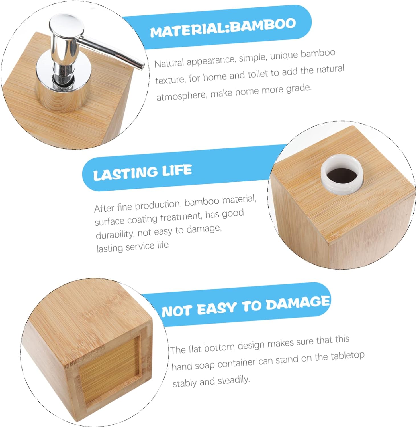 Zerodeko Dispensador de jabón de madera 2pcs Bomba de llenado de botellas de mano Fregadero de bambú Botellas de bomba de bambú