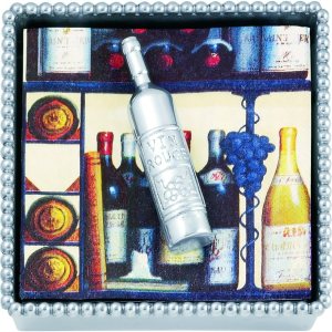 Mariposa Caja de servilletas con cuentas de botella de vino Mariposa Caja de servilletas con cuentas de botella de vino
