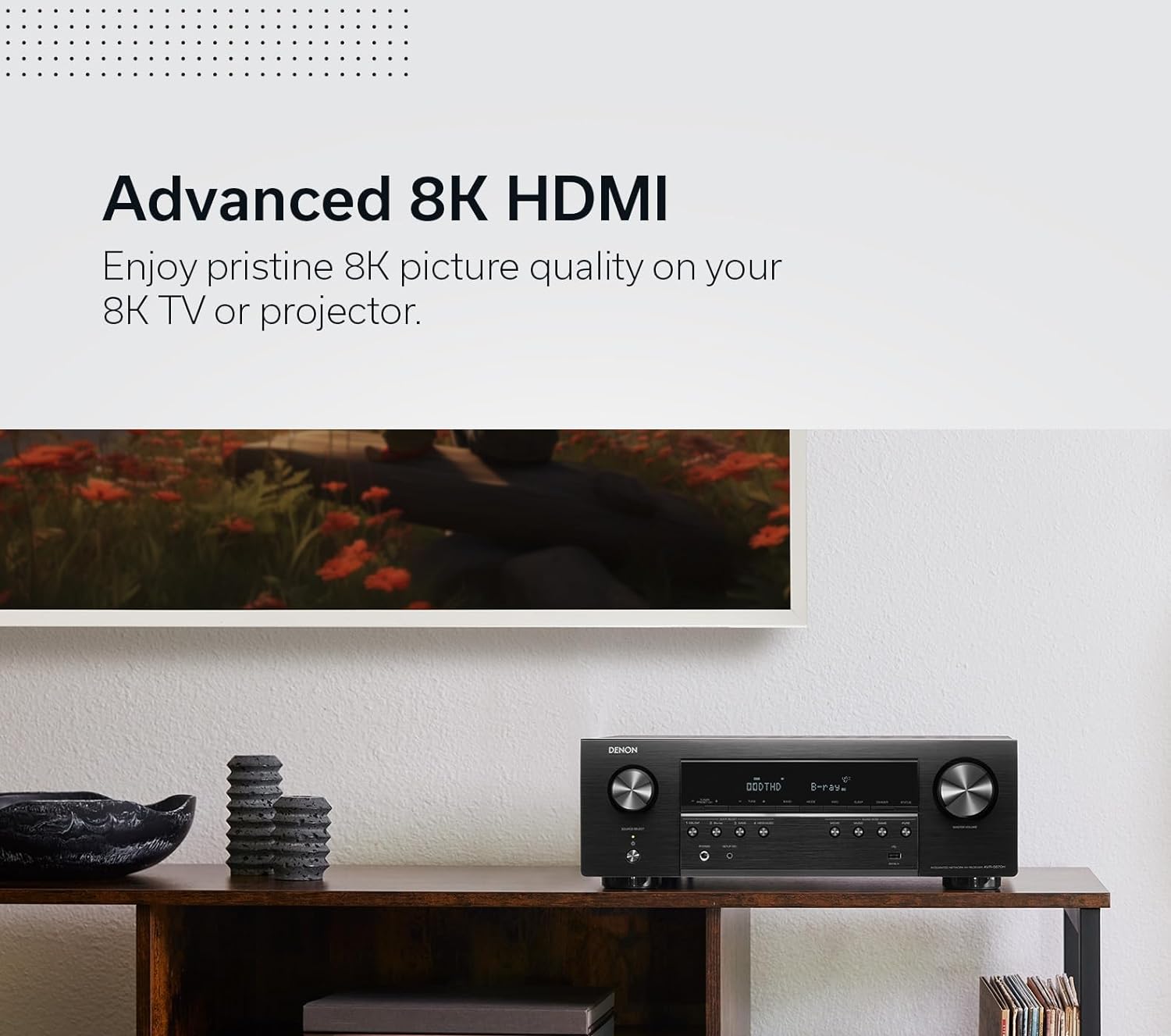 Denon Receptor de cine en casa AVR-S670H de 5.2 Ch (modelo 2023) – Receptor HDMI UHD 8K (75W x 5), transmisión a través de HEOS integrado, Bluetooth