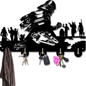 Regalos para amantes de la guerra de ciencia ficción para hombres, llavero para pared, abrigo, sombrero, gancho decorativo con 5 ganchos, Regalos para amantes de la guerra de ciencia ficción para hombres, llavero para pared, abrigo, sombrero, gancho decorativo con 5 ganchos,